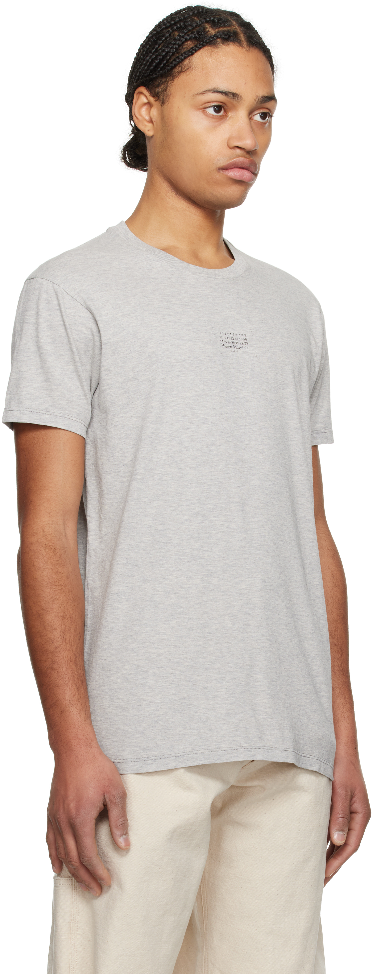 Maison Margiela Gray Stamp Logo T-shirt In 801m Grey Melange