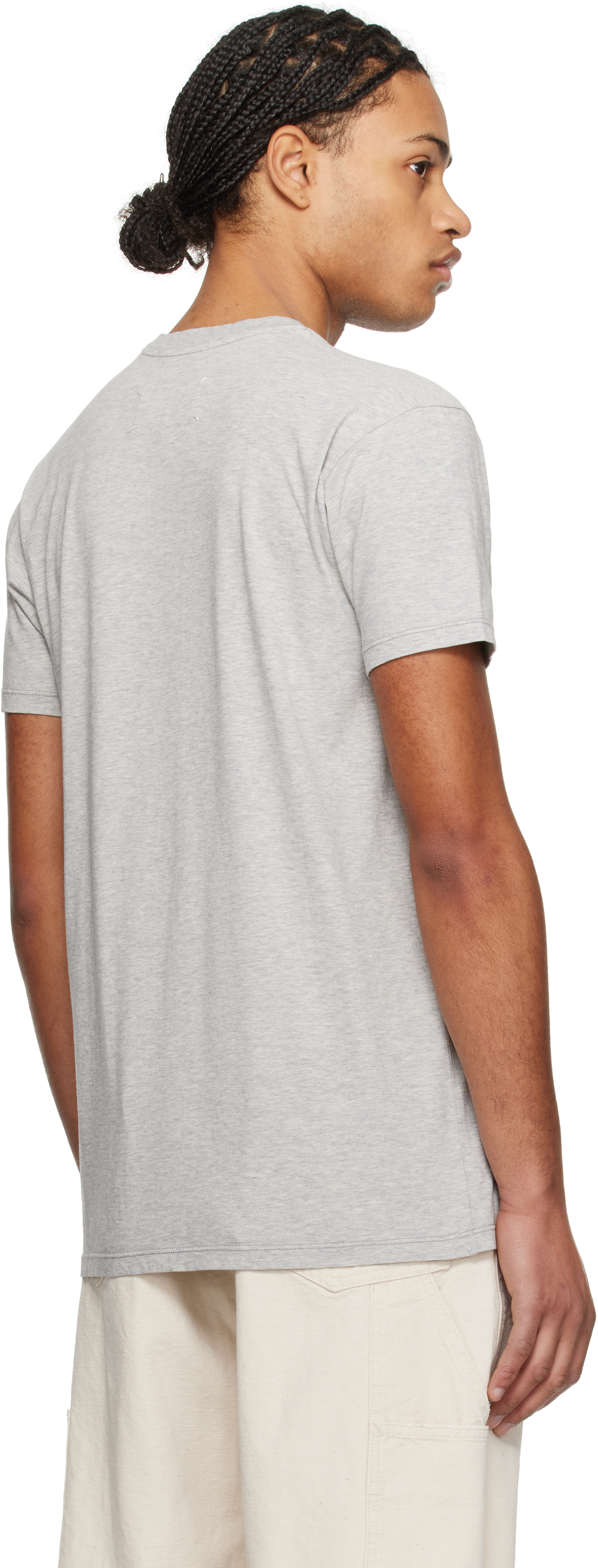 Maison Margiela Gray Stamp Logo T-shirt In 801m Grey Melange