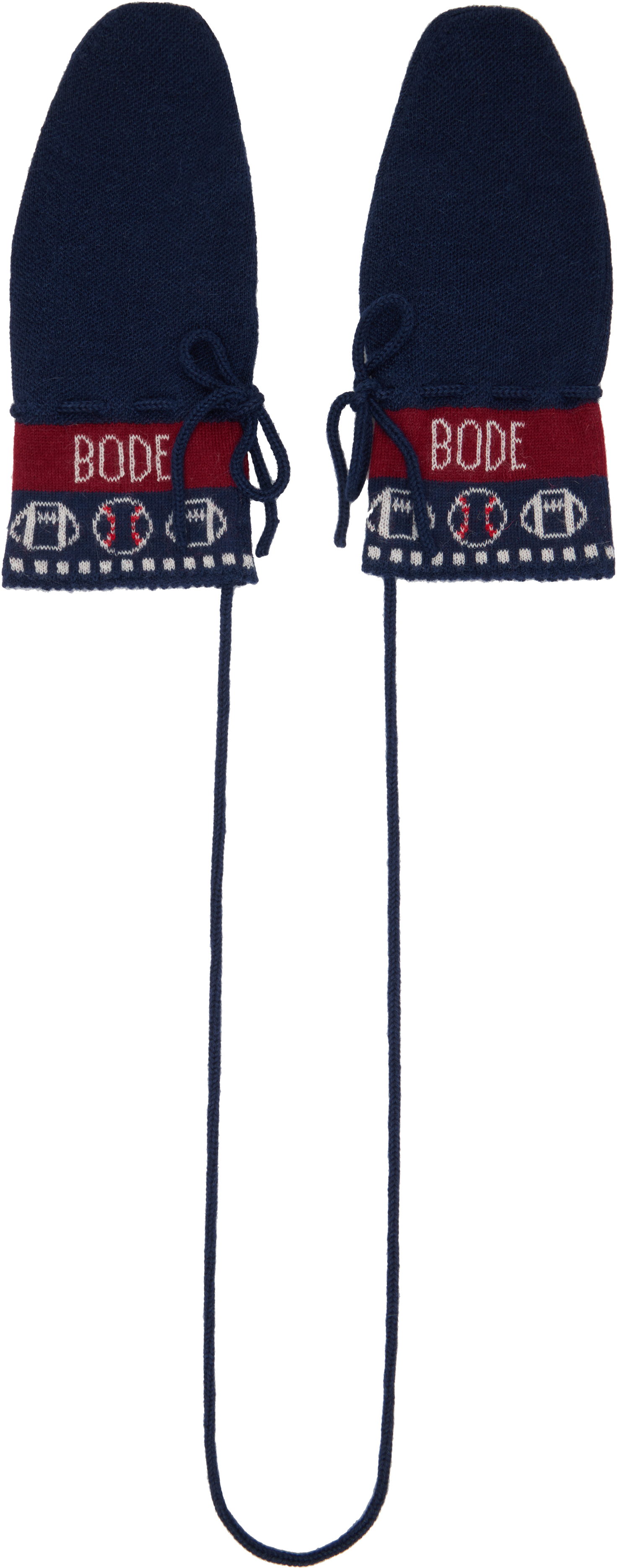 Navy & Burgundy Sporting Jacquard Mittens