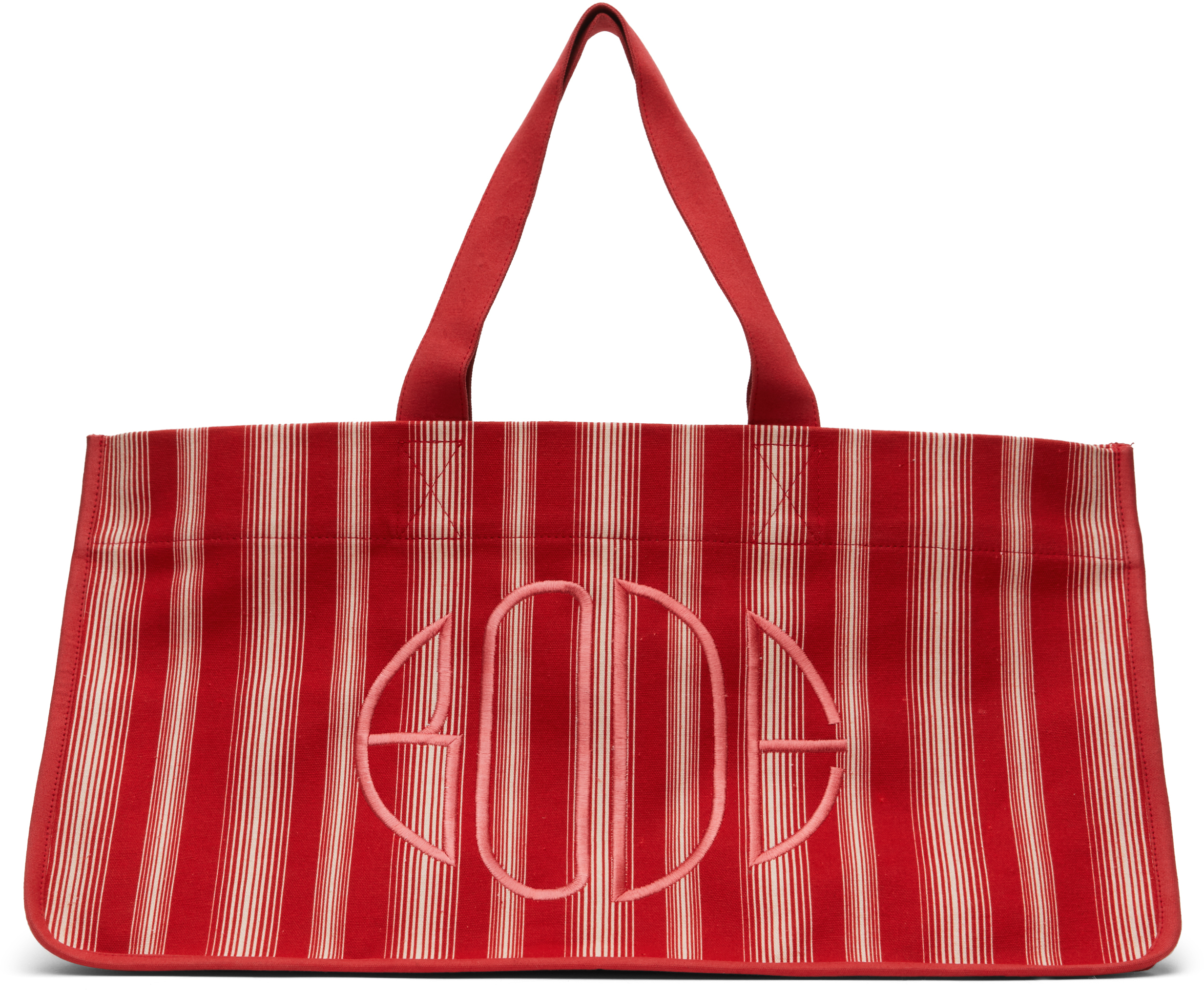 Red & Off-White Parasol Stripe Tote