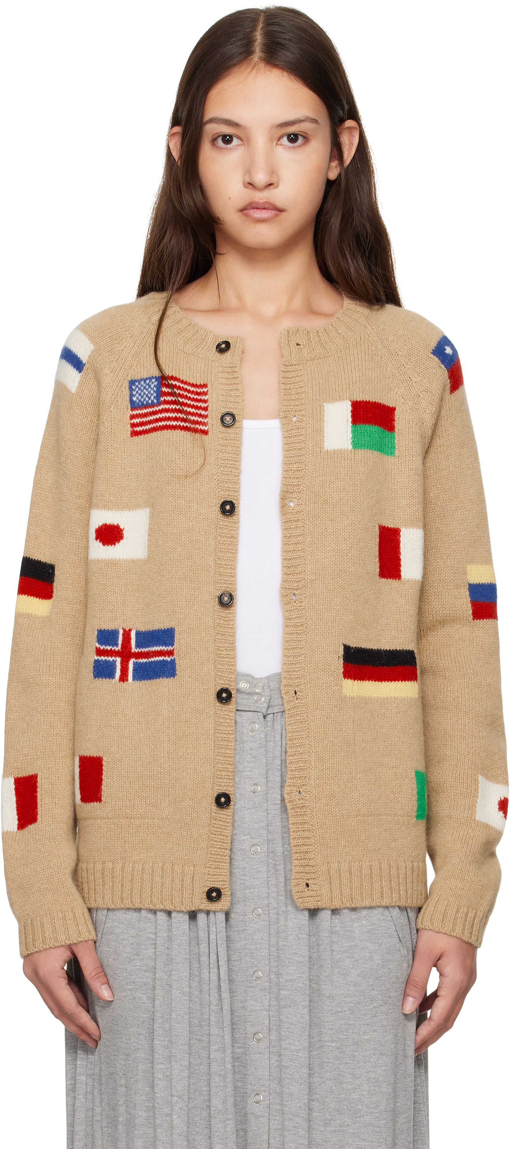 Beige 'Round-The-World' Cardigan