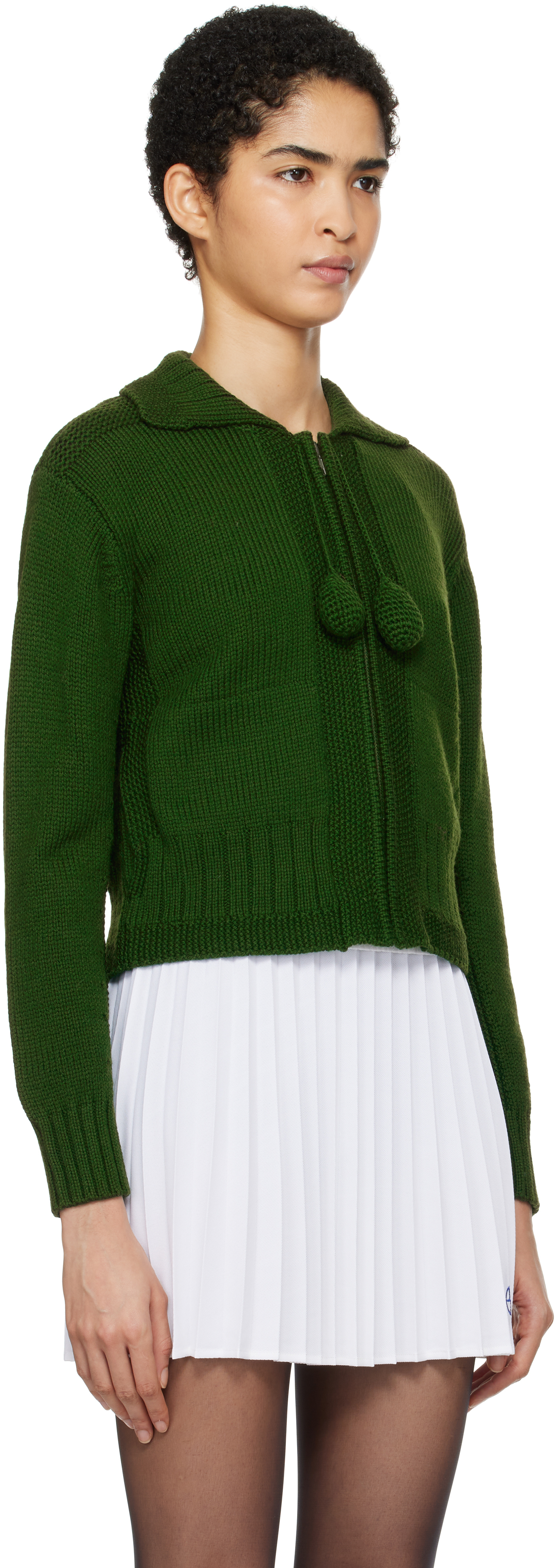 Bode Green Marion Tassel Cardigan In Green Green
