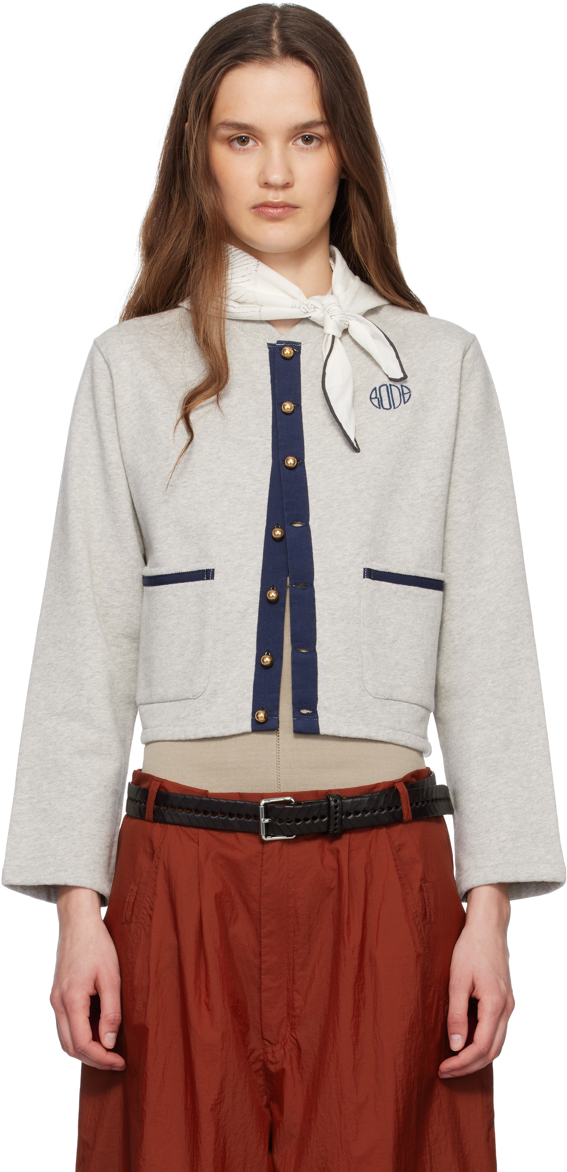 Shop Bode Gray Heathered Cardigan In Grey Grey