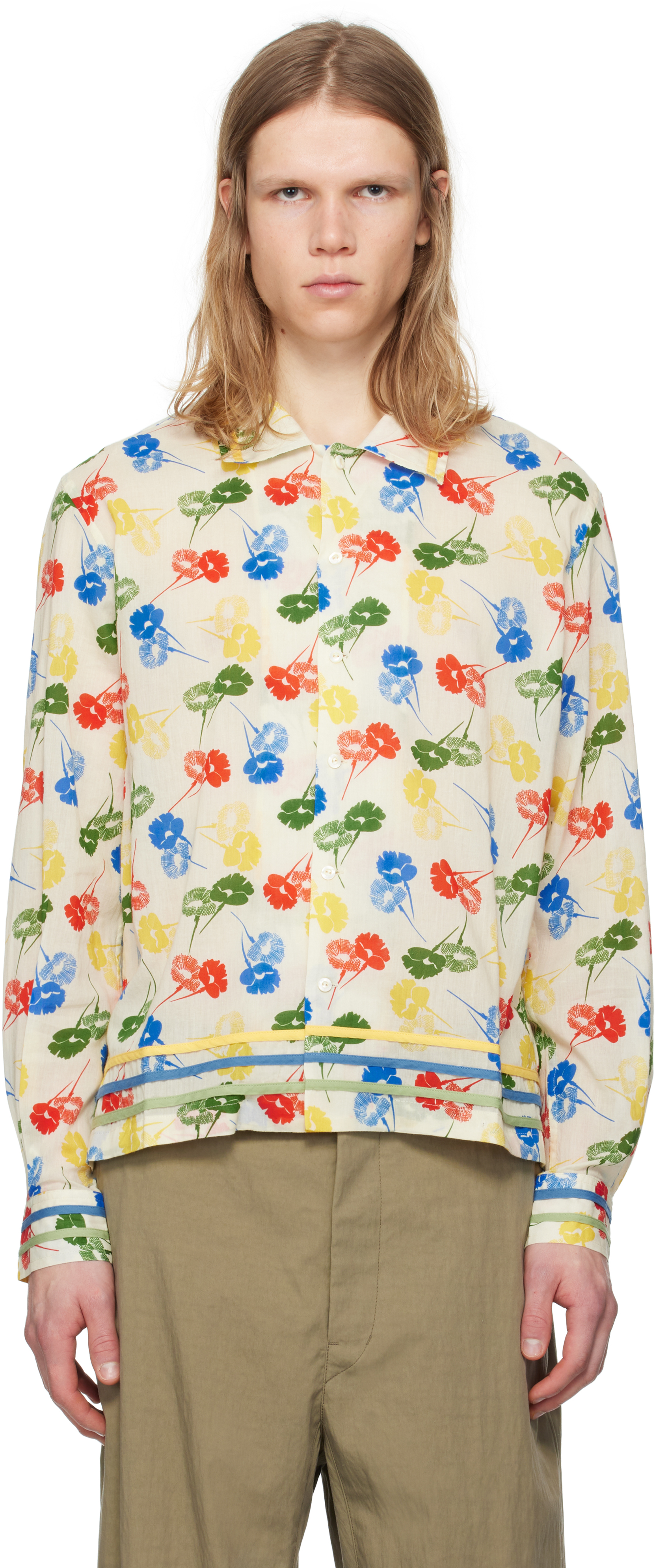 Multicolor Flower Stamp Long Sleeve Shirt