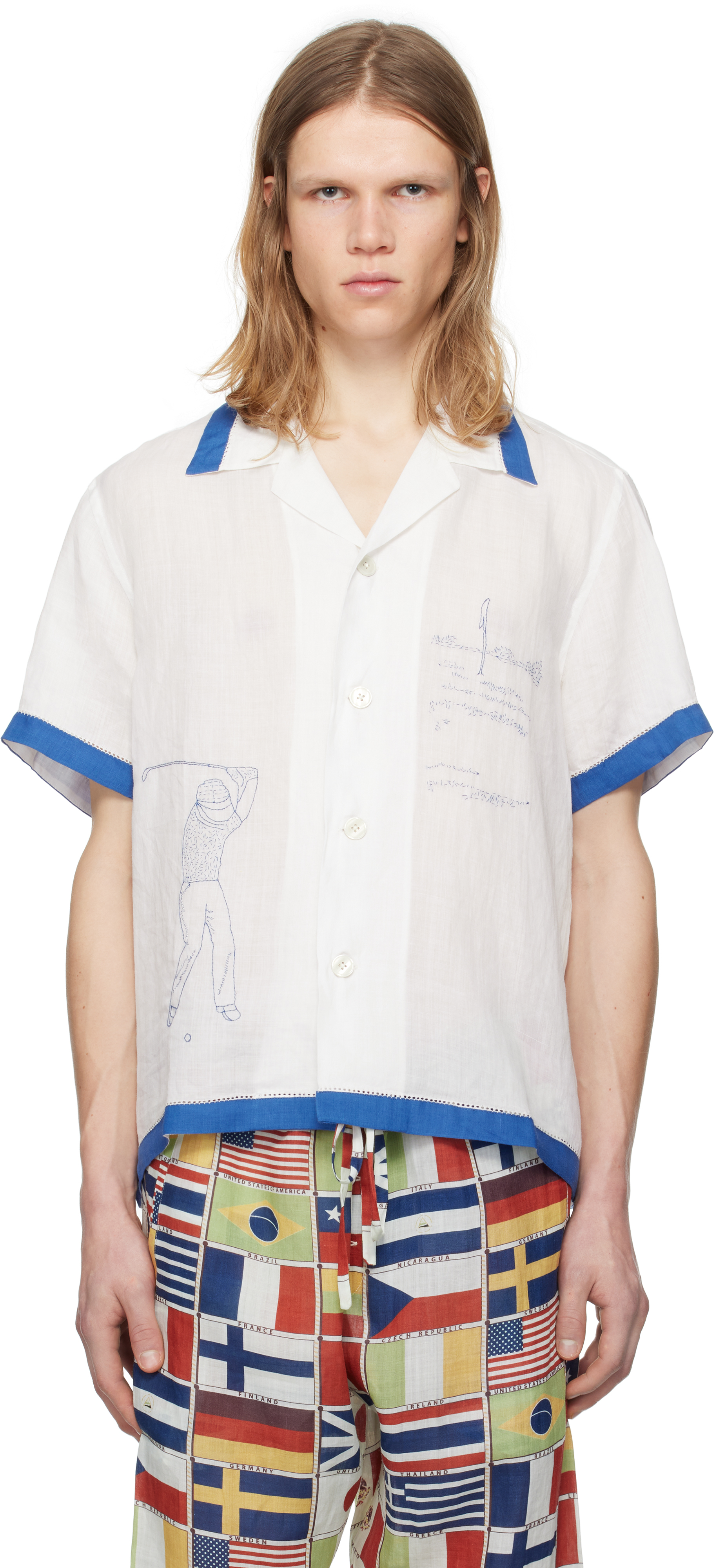 Bode: White Club Champion Short Sleeve Shirt SSENSE