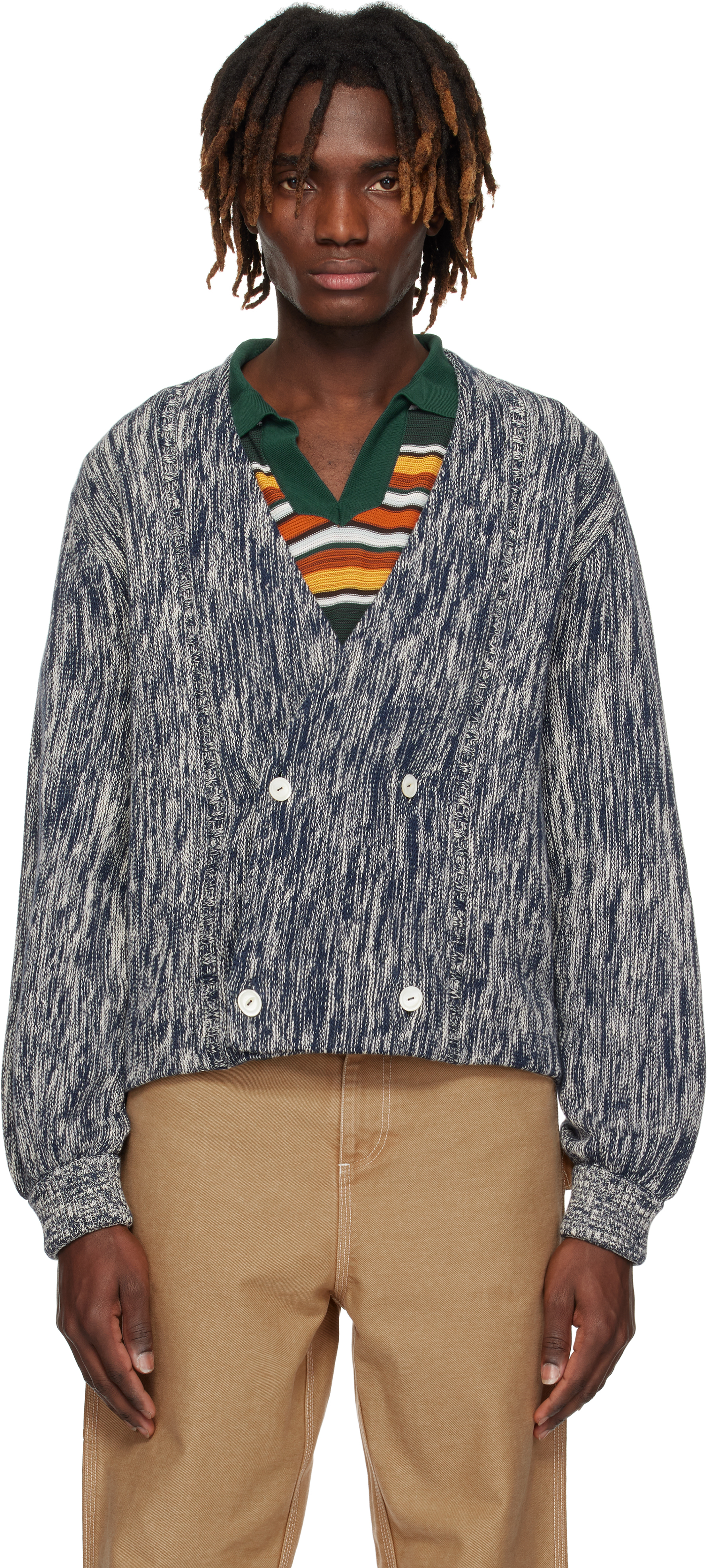 Bodeのネイビー ダブルブレスト カーディガンがセール中