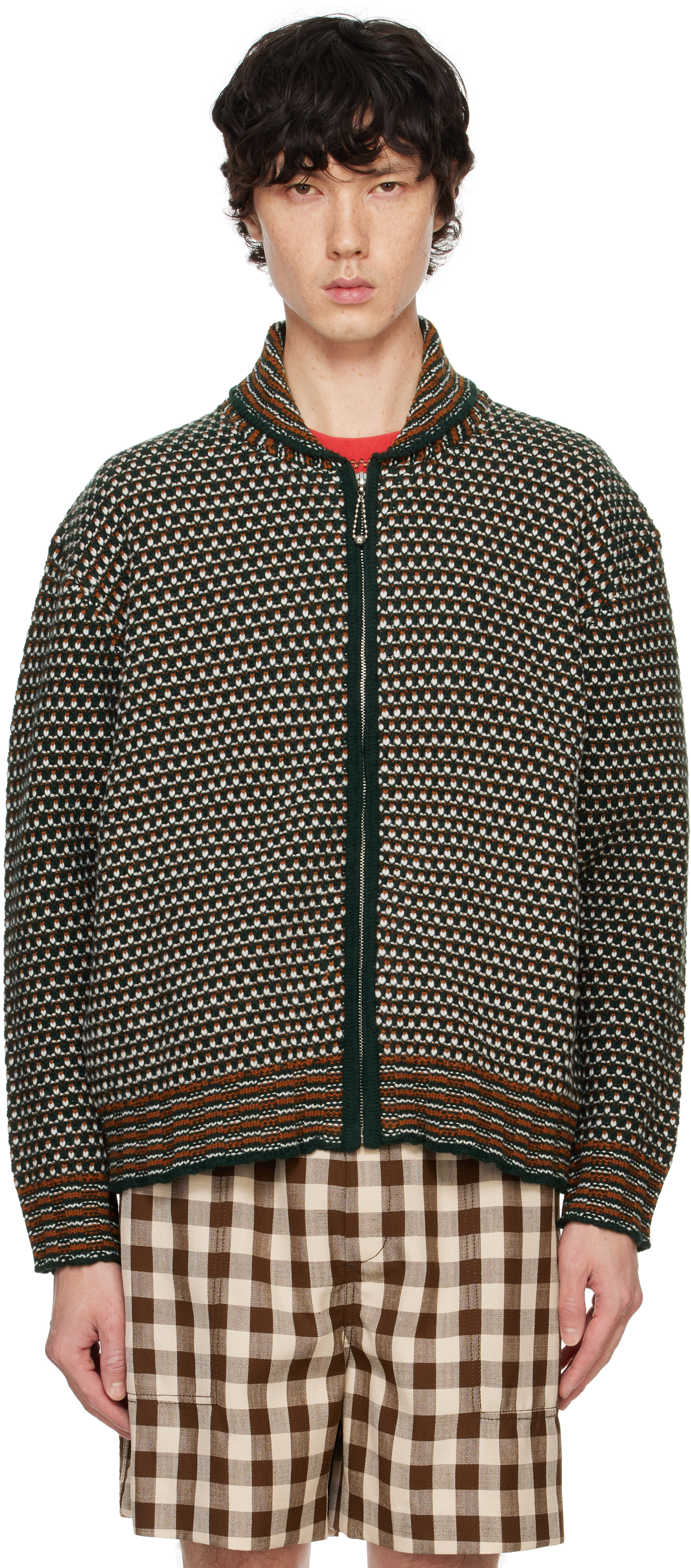 【関税込み】Bode グリーン＆オレンジ Schenectady セーター Bode: Green & Orange Schenectady Sweater | SSENSE