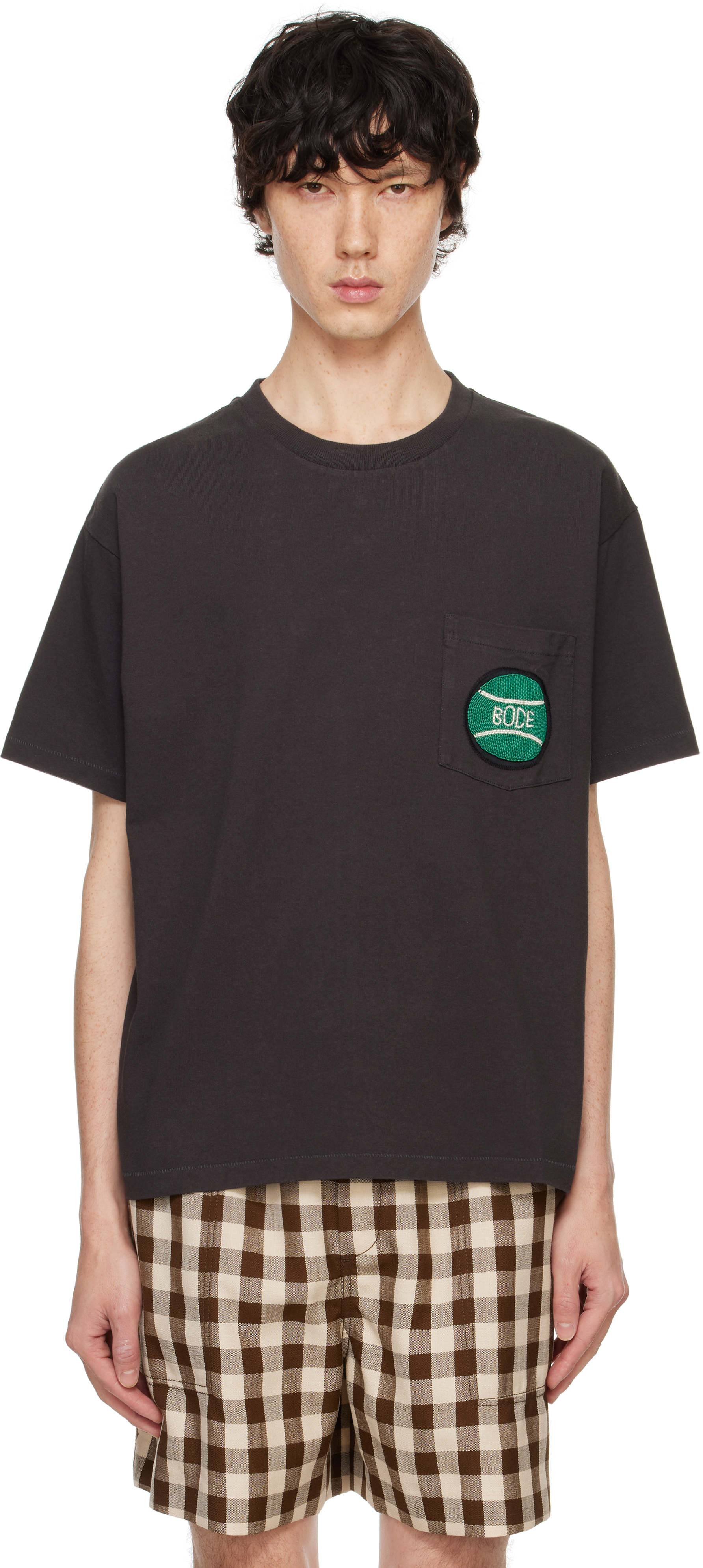 ☆夏におすすめ！☆ BODE SPORTSMAN PATCH POCKET T-SHIRT BODE Men's Game Point Pocket T-Shirt in Black Bode