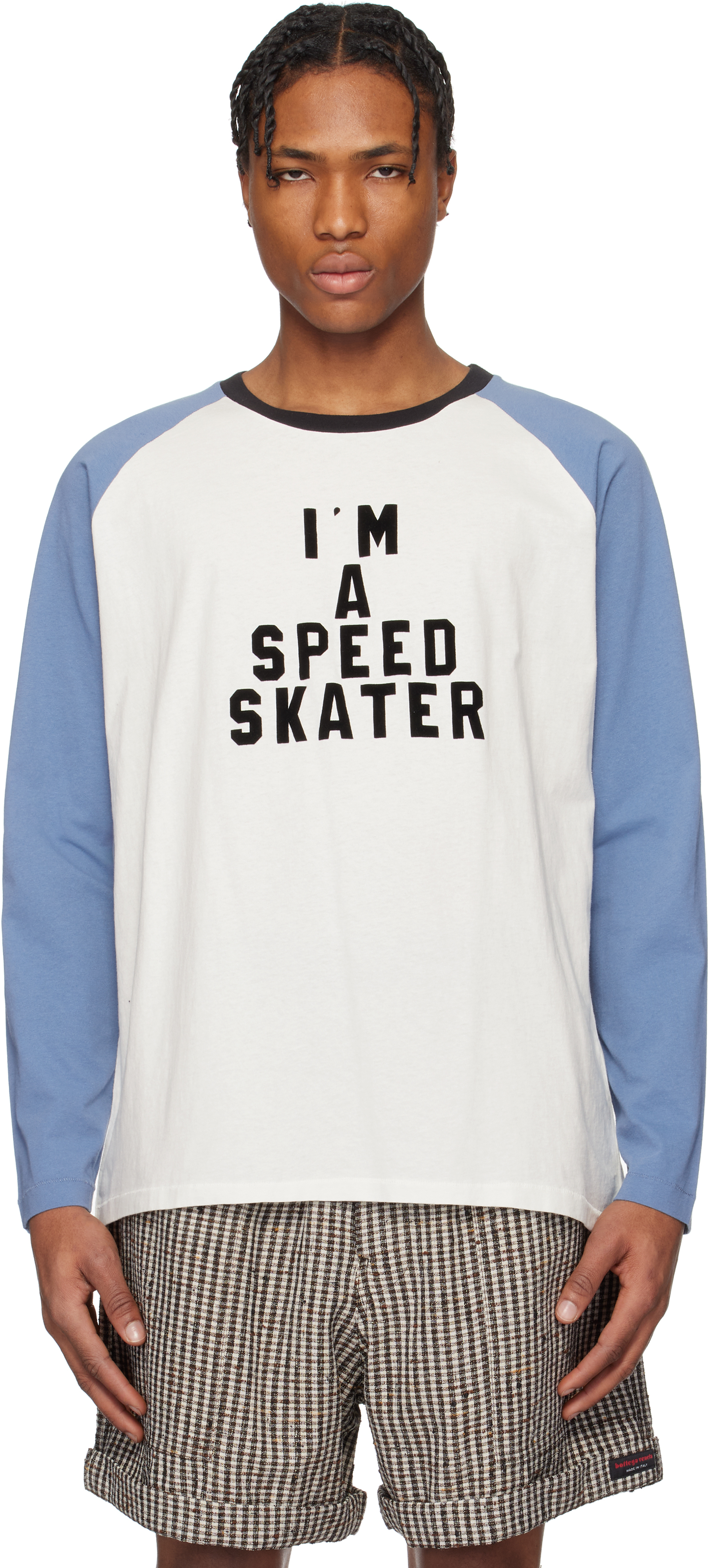 White 
Blue 
Skater
 T-shirt