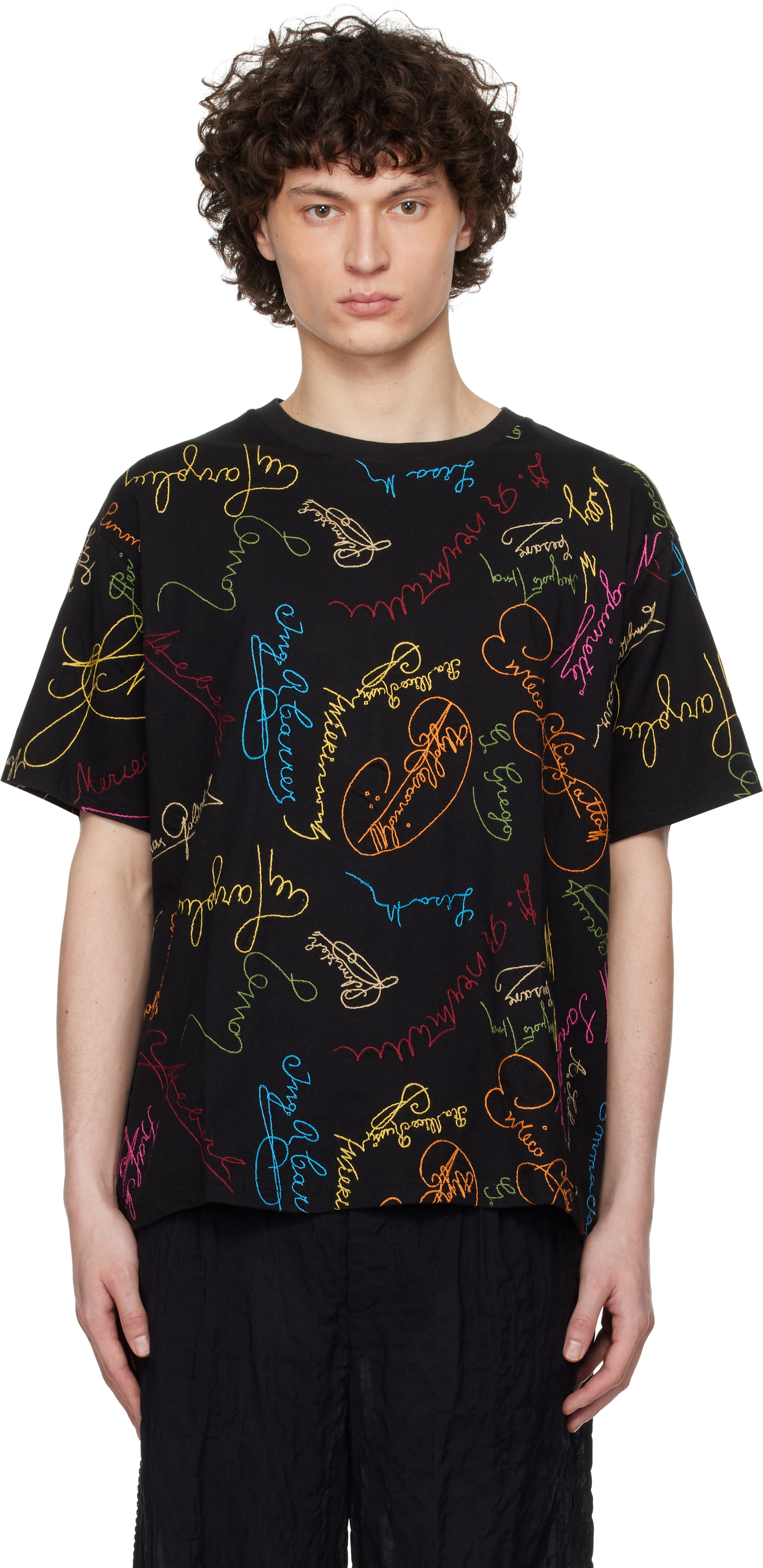 Black Signature Scrawl Boxy T-shirt