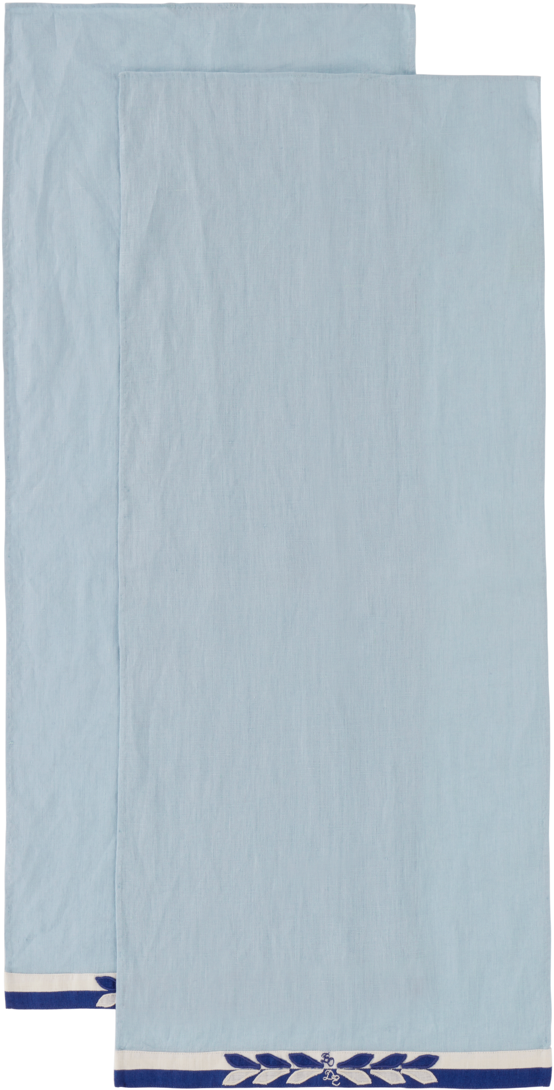 Bode Blue & White Seedling Stripe Dish Towel Set In Blue White