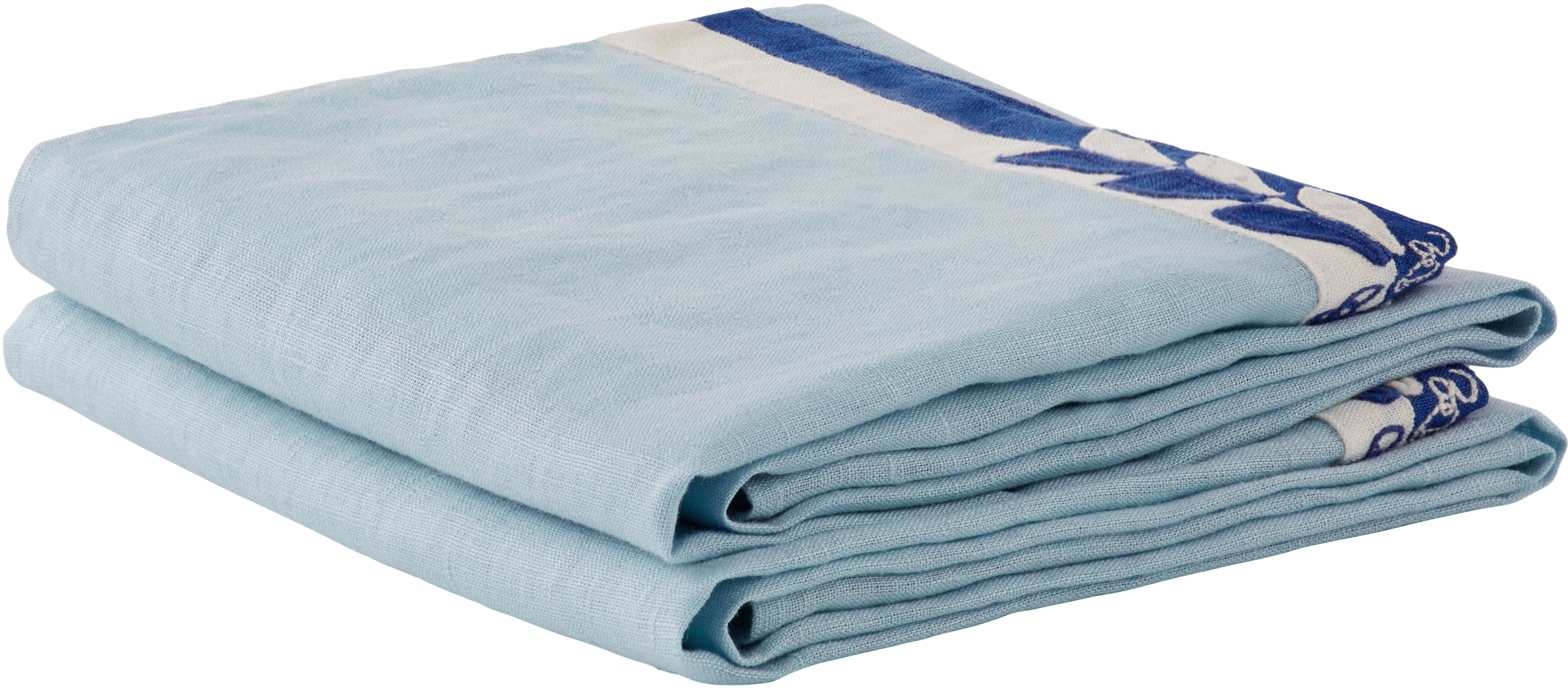 Bode Blue & White Seedling Stripe Dish Towel Set In Blue White