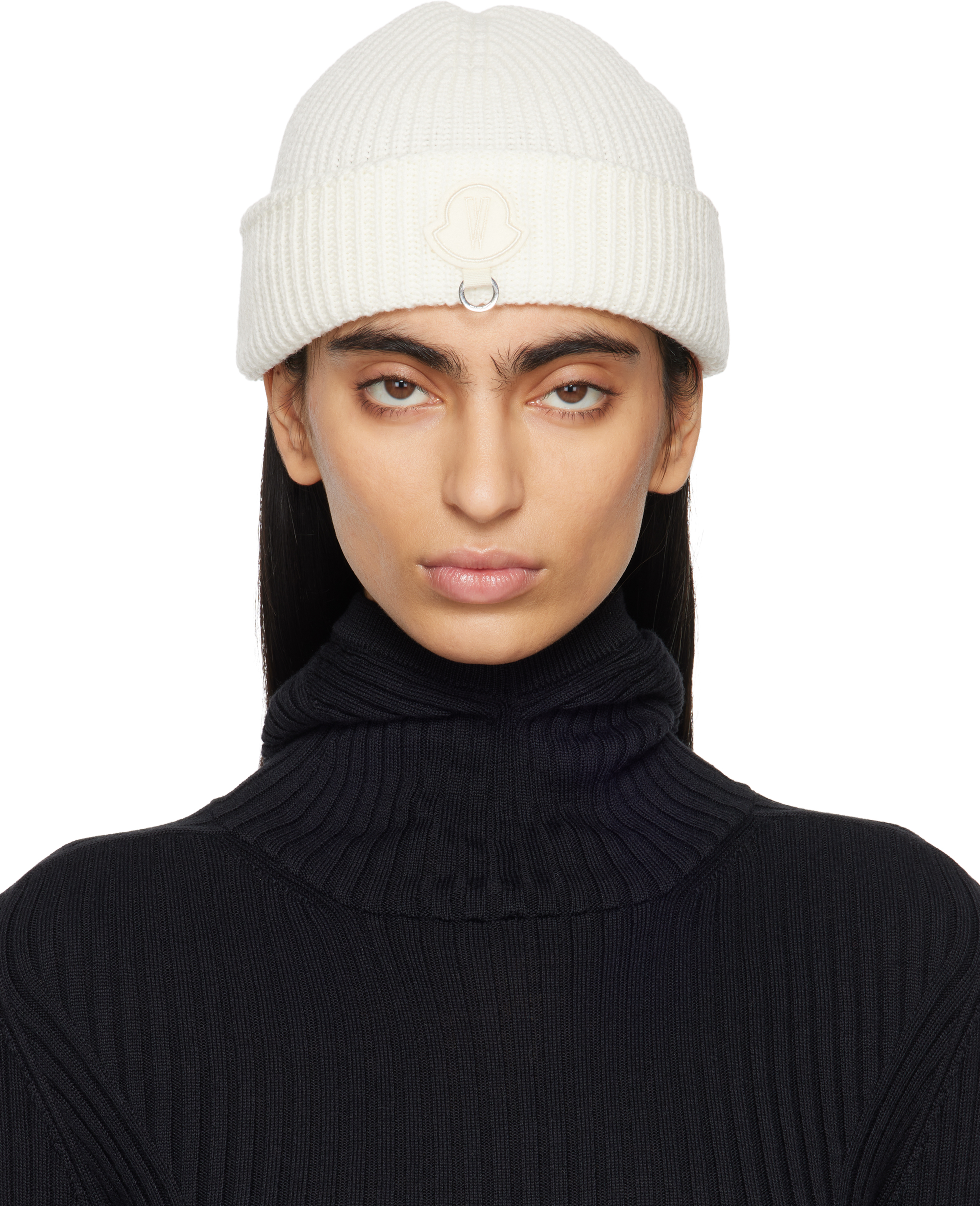 Moncler Genius: Bonnet blanc en laine - Moncler x Willow Smith