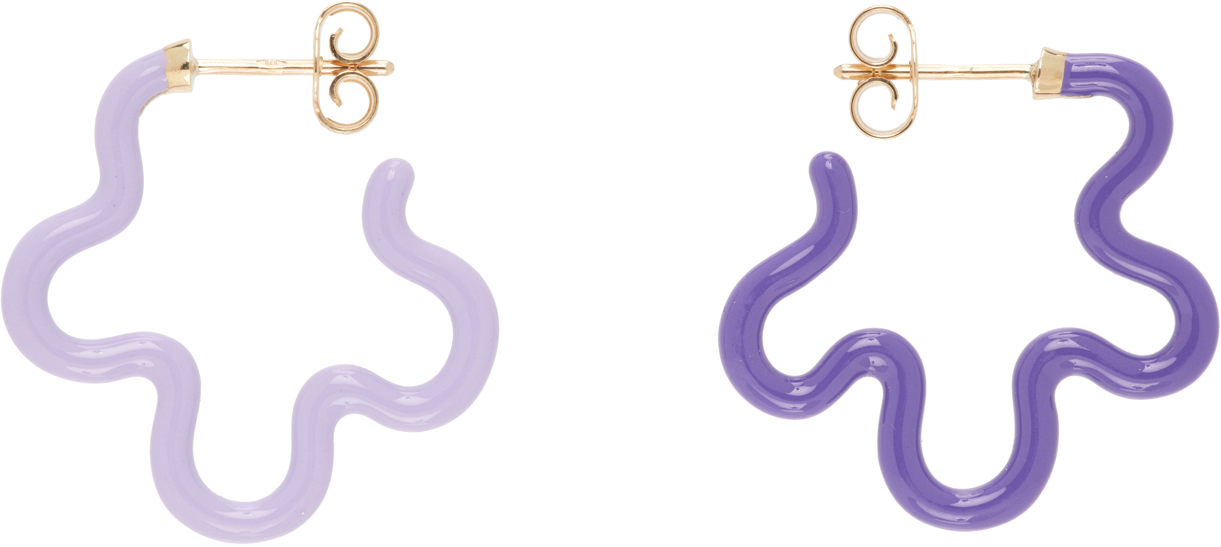 Purple & Gold 2 Tone Flower Earrings by Bea Bongiasca on Sale