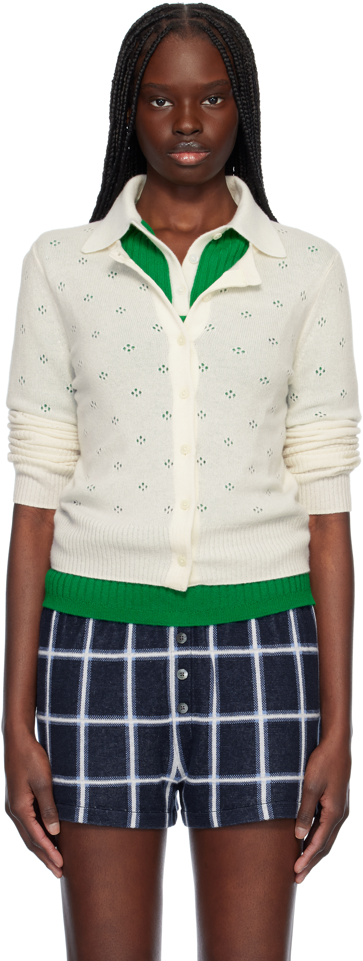Guest In Residence Off-white Jane Pointelle Cardigan In Cre Cream