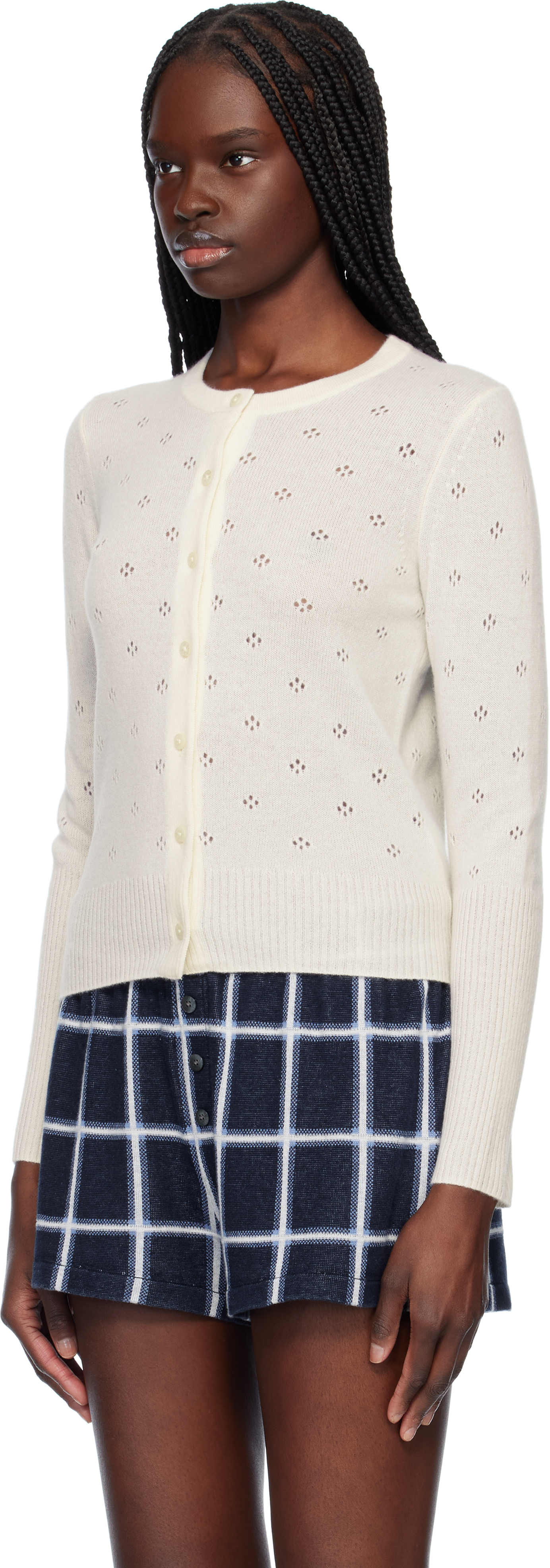 Guest In Residence Off-white Jane Pointelle Cardigan In Cre Cream