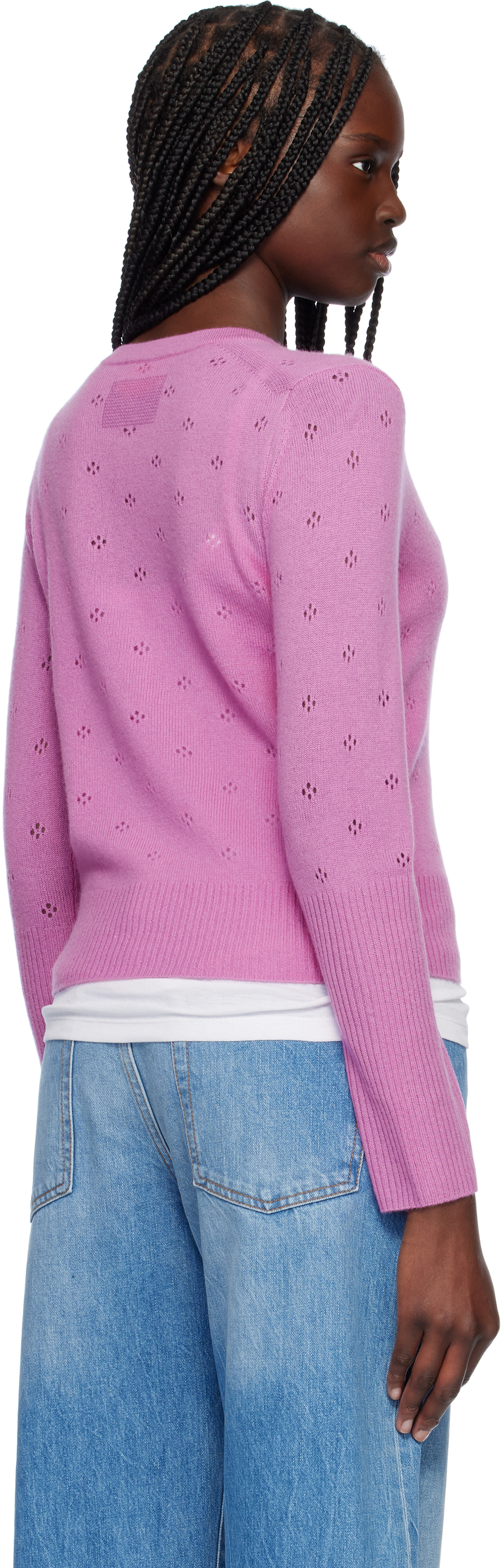 Guest In Residence Purple Jane Pointelle Cardigan In Fus Fuchsia