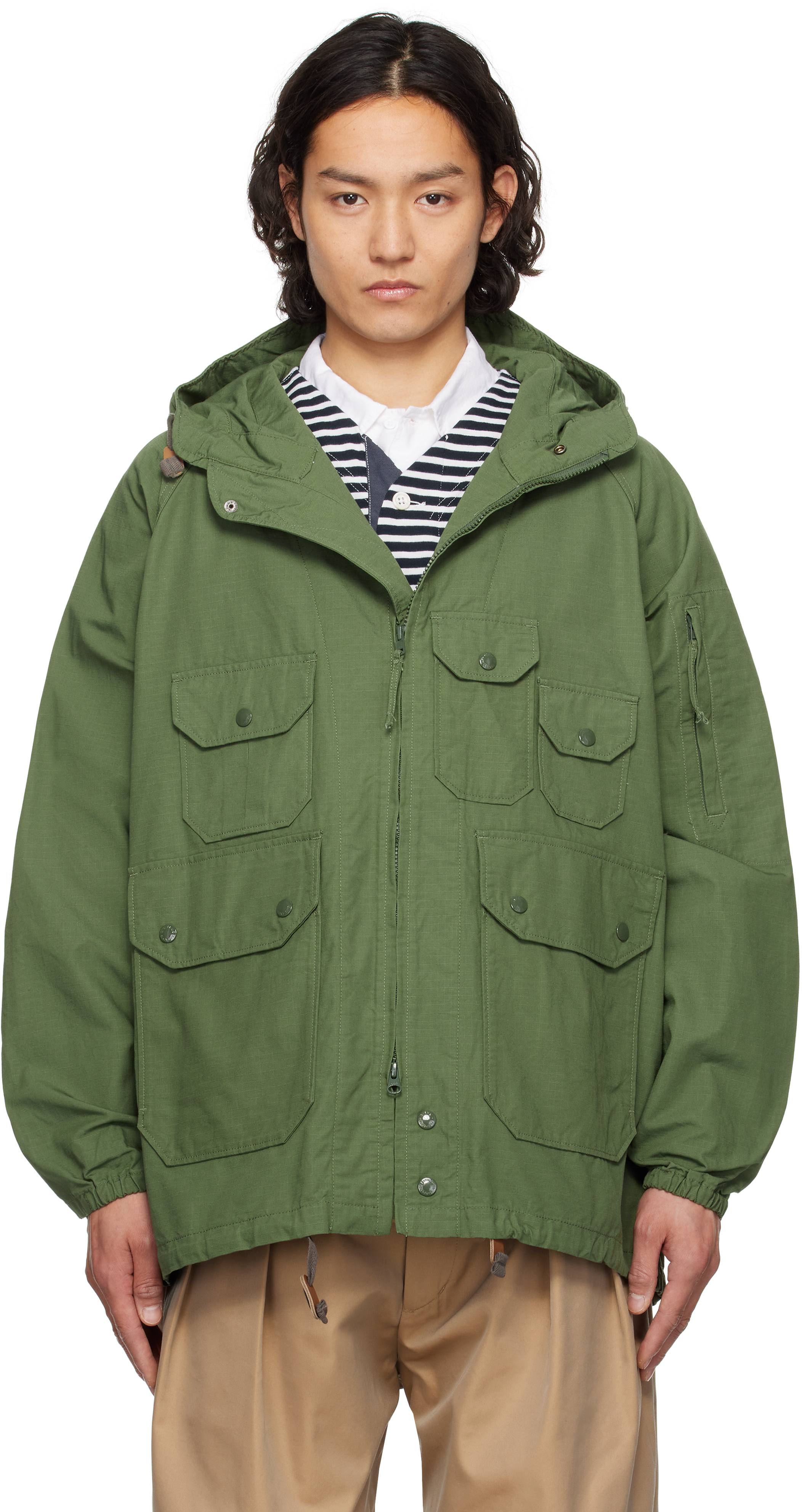 Engineered Garments: Khaki Atlantic Parka | SSENSE Engineered Garments: Khaki Atlantic Parka | SSENSE