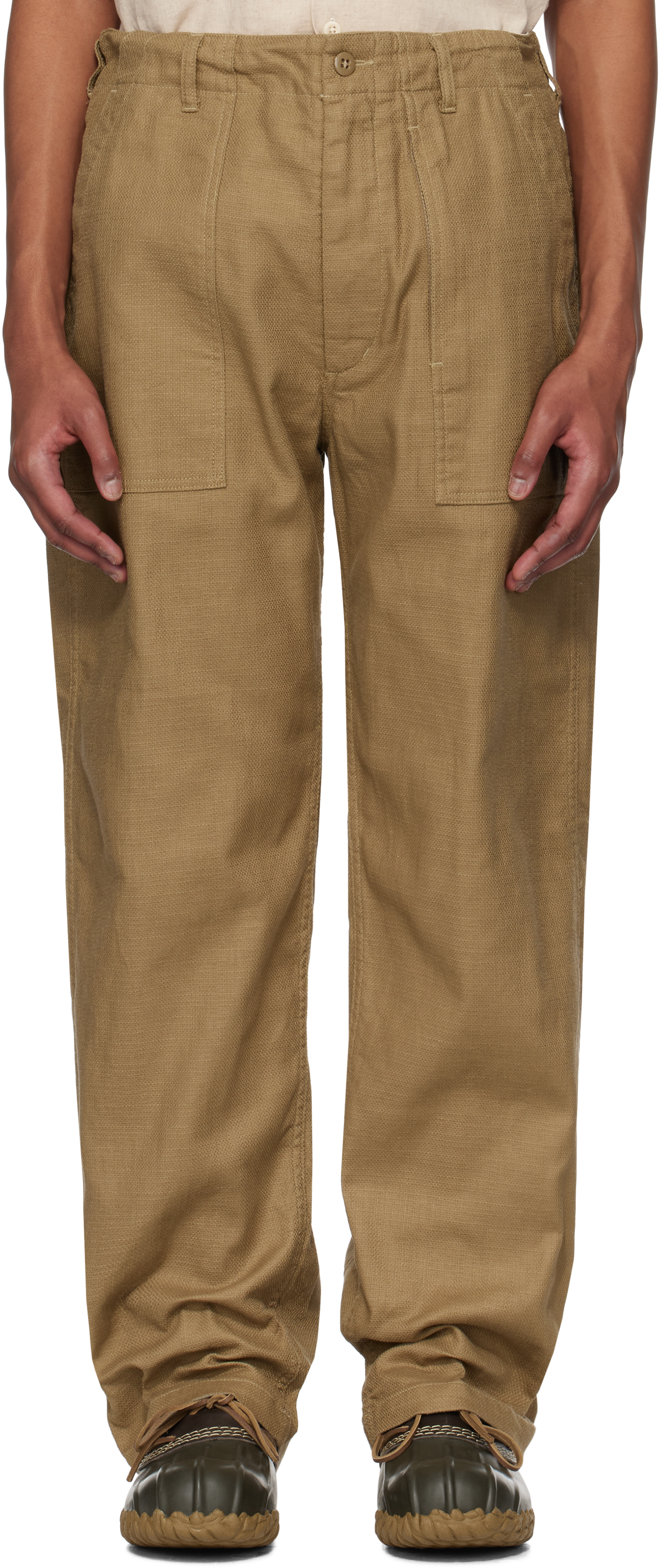 ENGINEERED GARMENTS GRENPRAID PANTS ベージュ Beige Fatigue Trousers by Engineered Garments on Sale