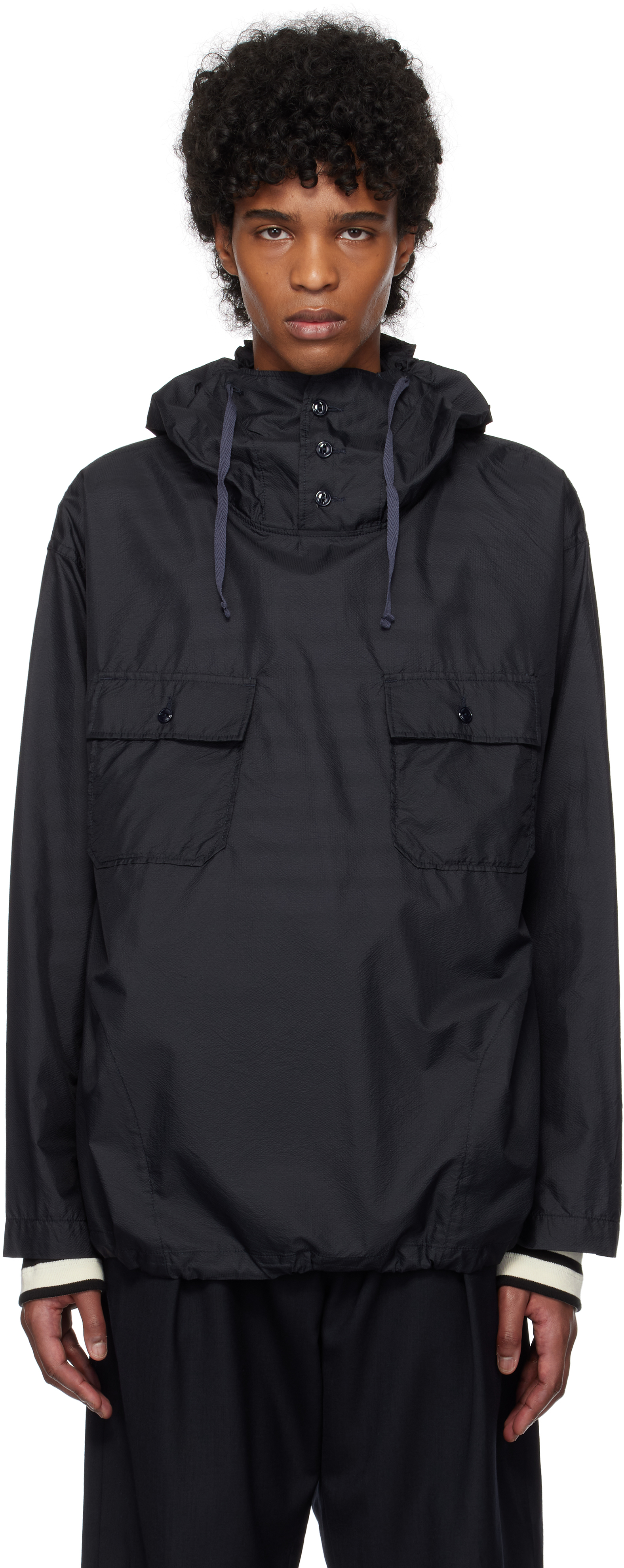 Navy Cagoule Shirt by Engineered Garments on Sale