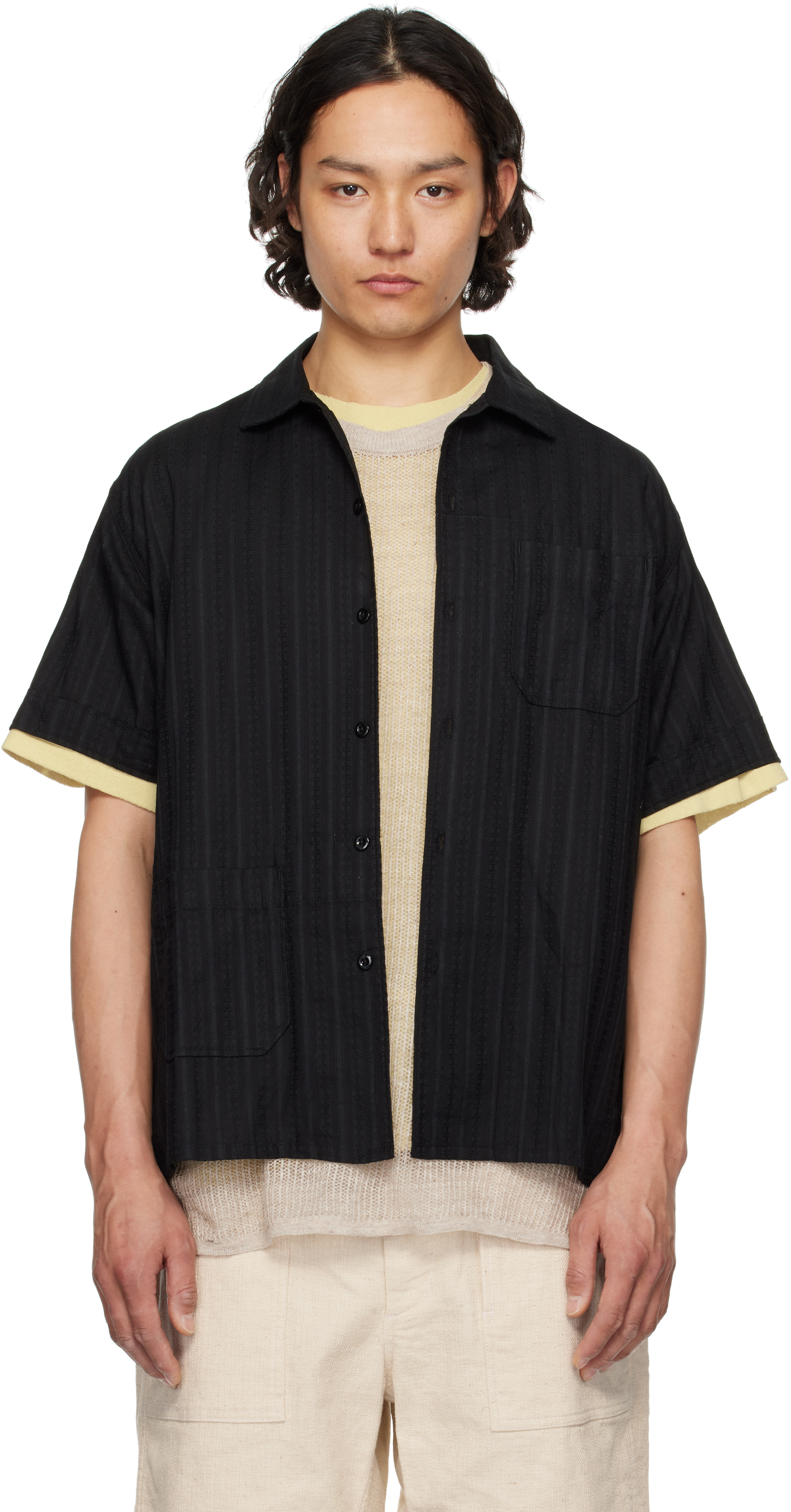 ENGINEERED GARMENTS CAMP SHIRT M ブラック Engineered Garments Camp Shirt, Black – Glasswing