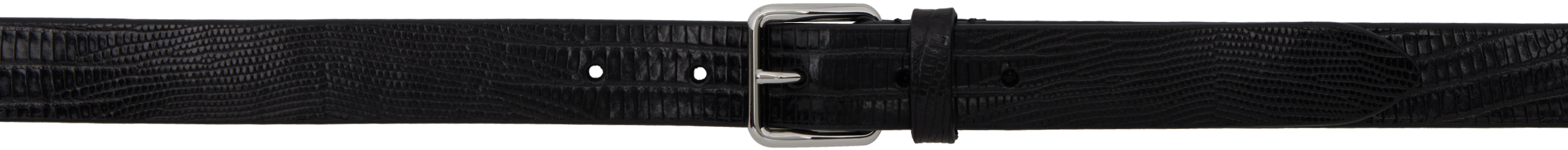 Black Croc Calfskin Belt