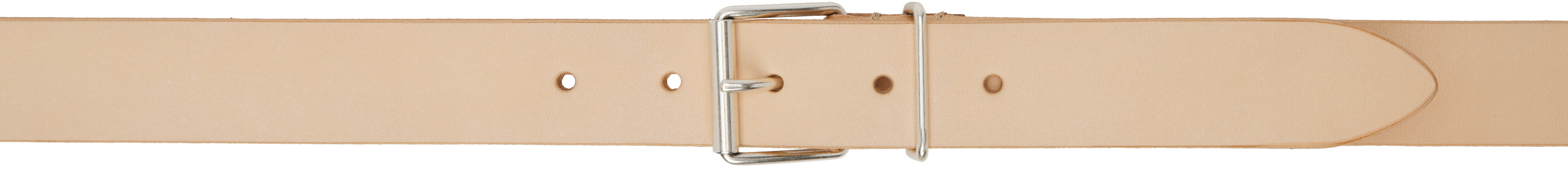 Beige Narrow Casual Leather Belt