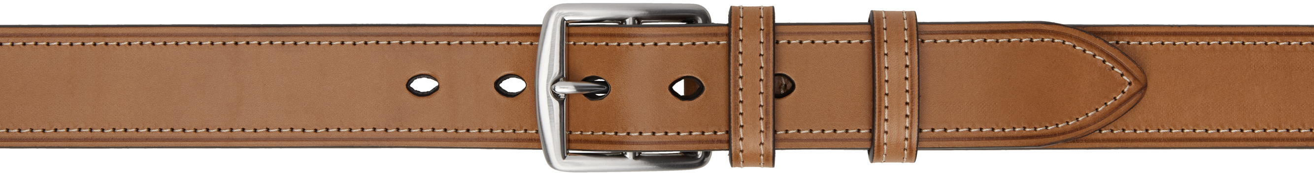 Tan Contrast Stitch Trimmed Belt