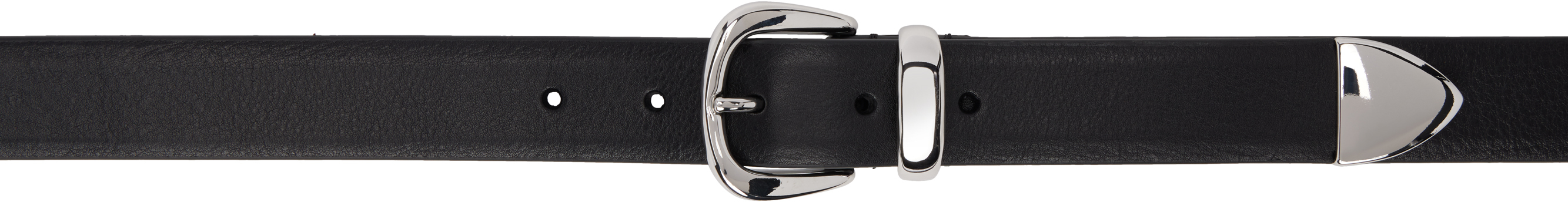 Black Narrow Veg Tanned Leather Belt