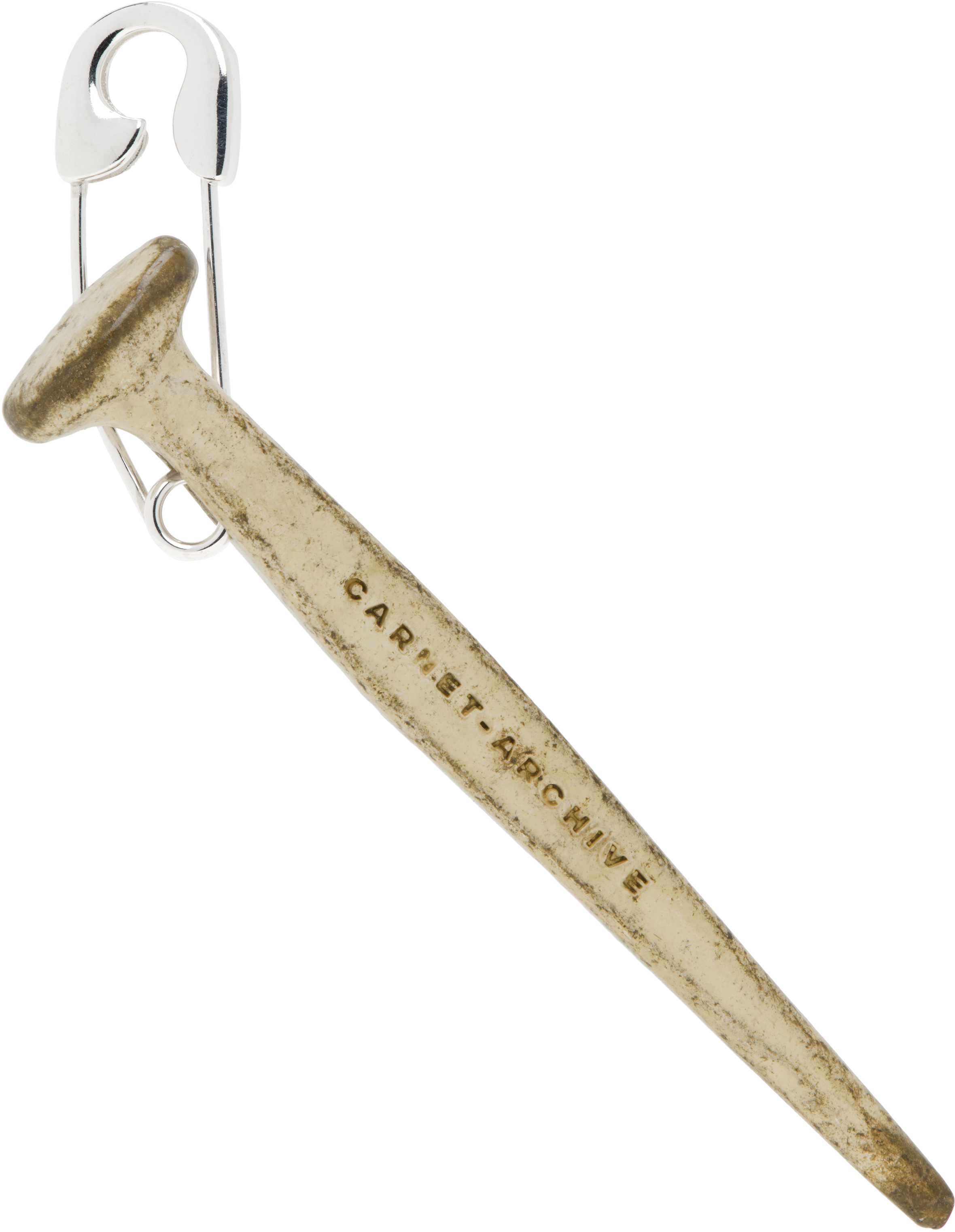 Silver Nail & Safety Pin Single Earring