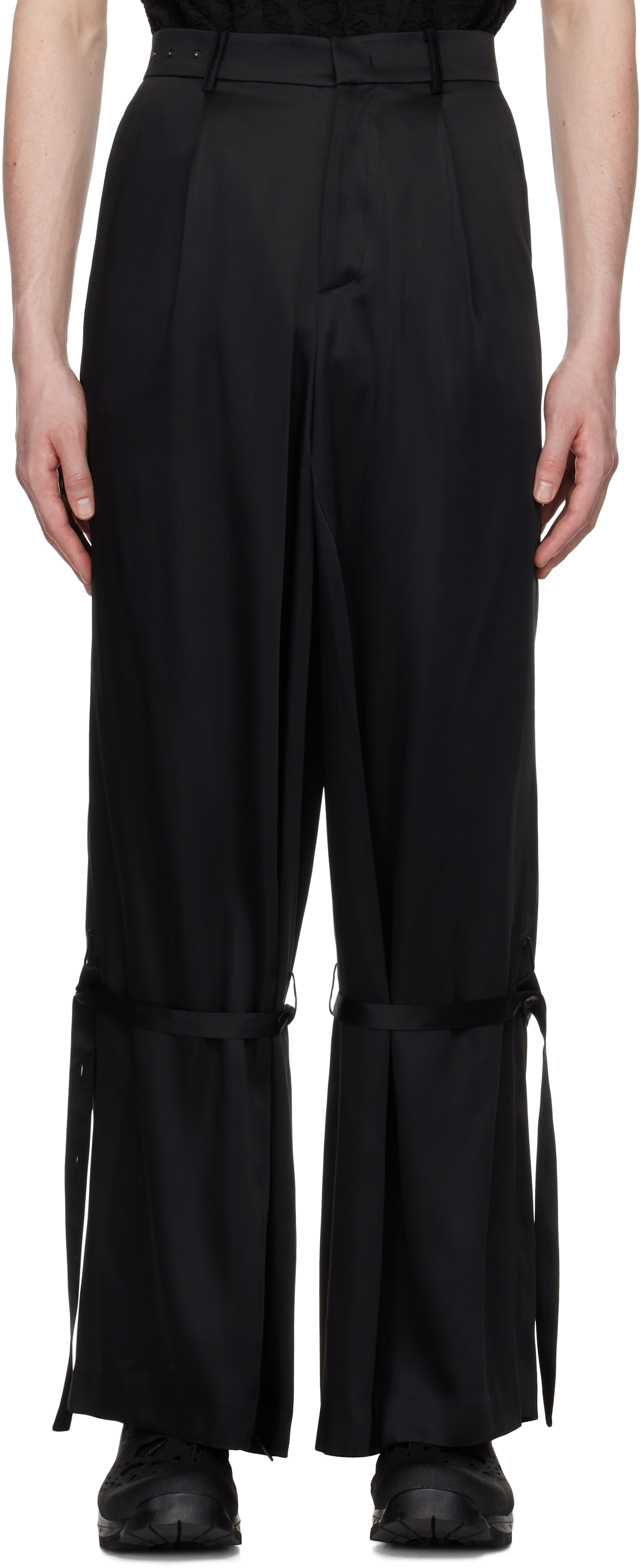 Black Belted Plinth Trousers