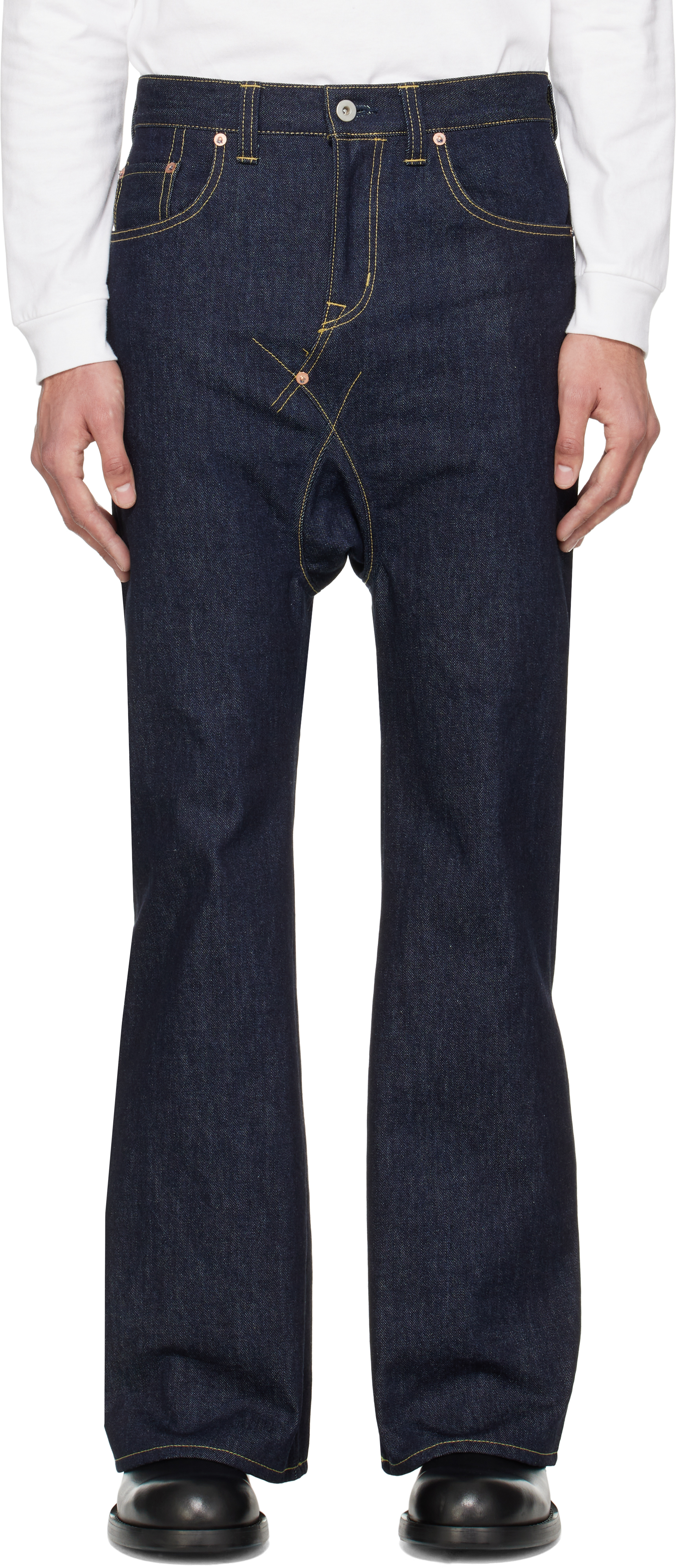 fumito-ganryu-navy-5p-flare- fumito-ganryu-navy-5p-flare-