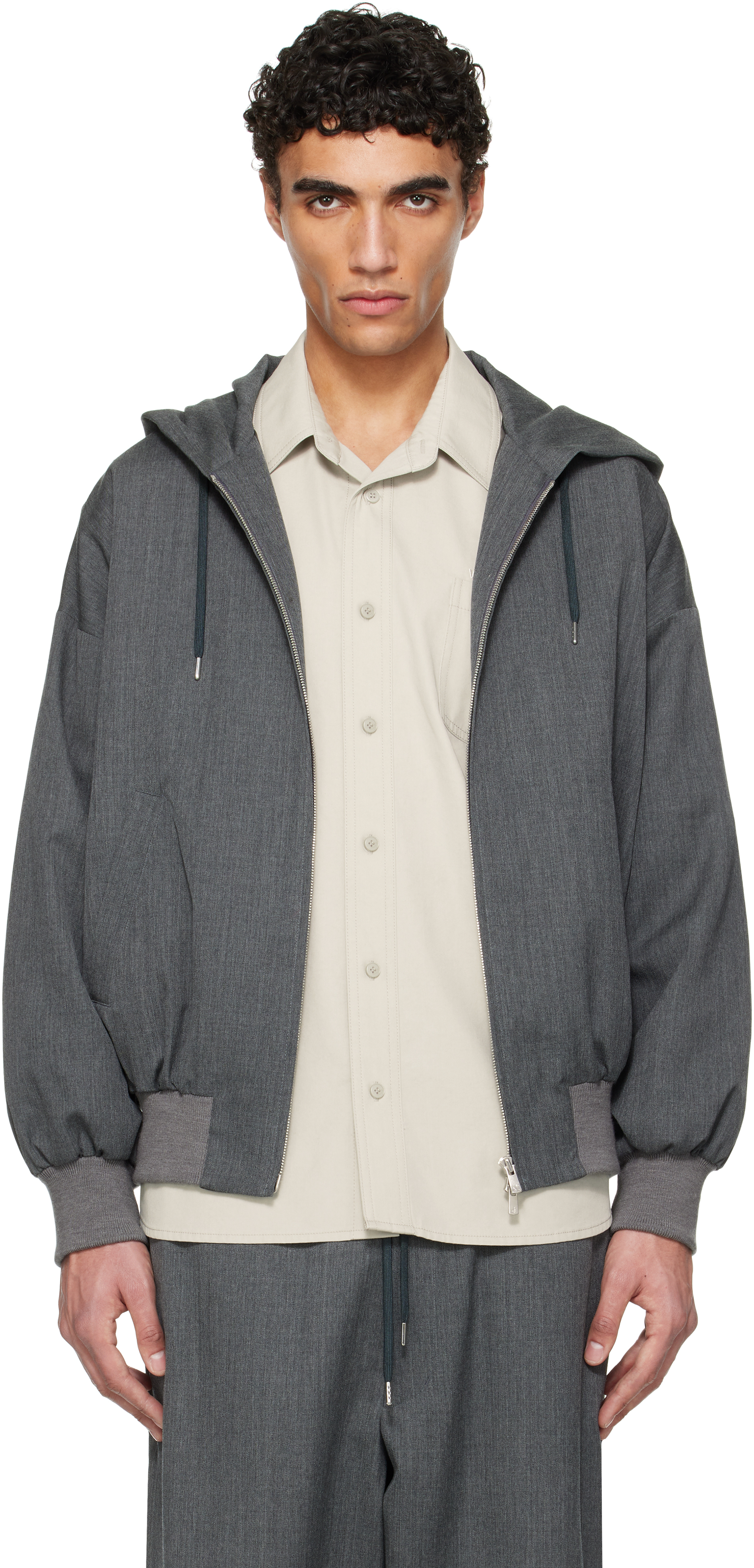 Gray 2Way Wool Hoodie