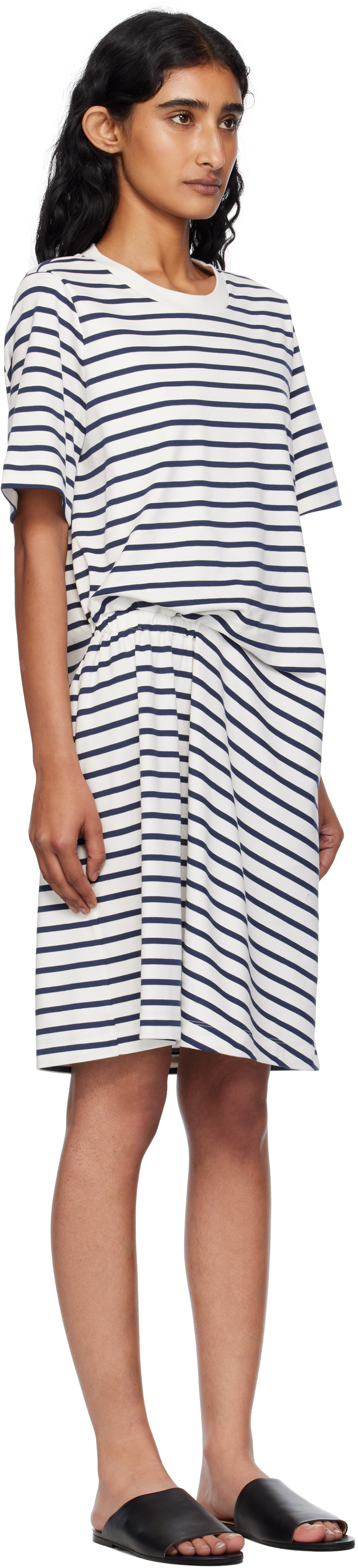 Weekend Max Mara Navy & White Pireo Minidress In Blue