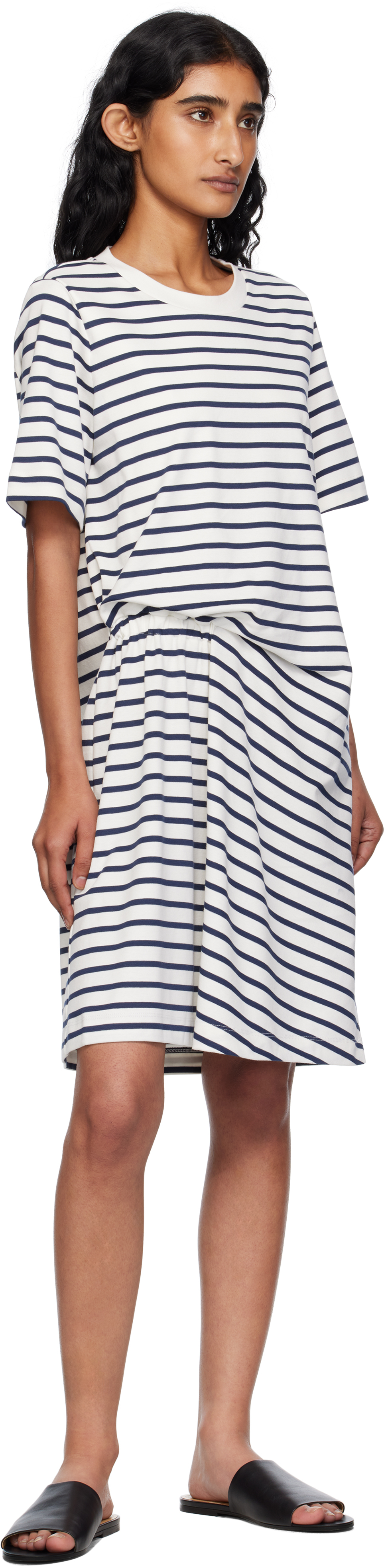 Weekend Max Mara Navy & White Pireo Minidress In Blue
