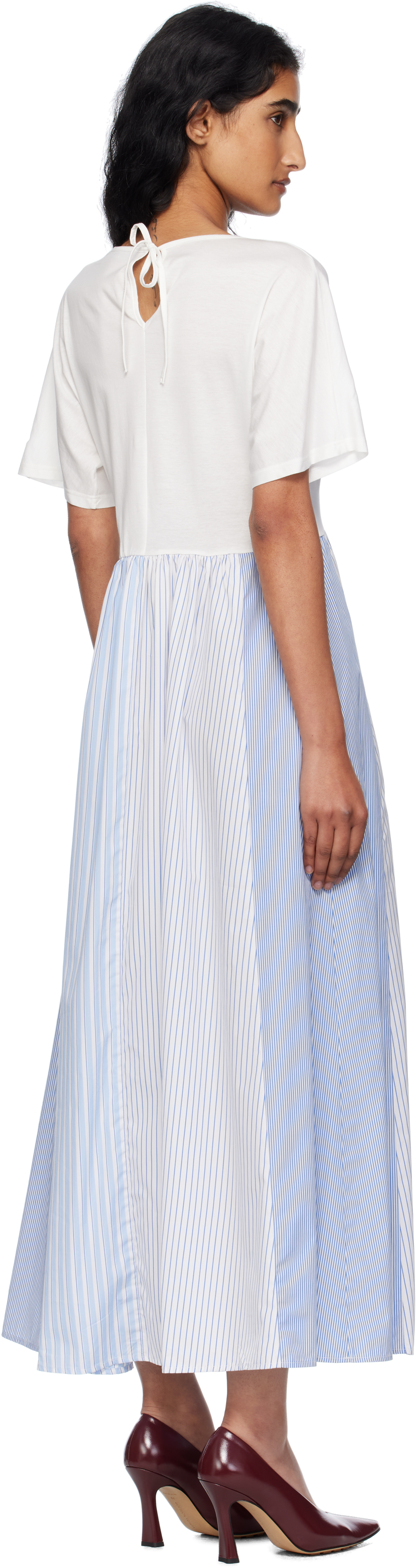 Weekend Max Mara White & Blue Bronzo Midi Dress In White