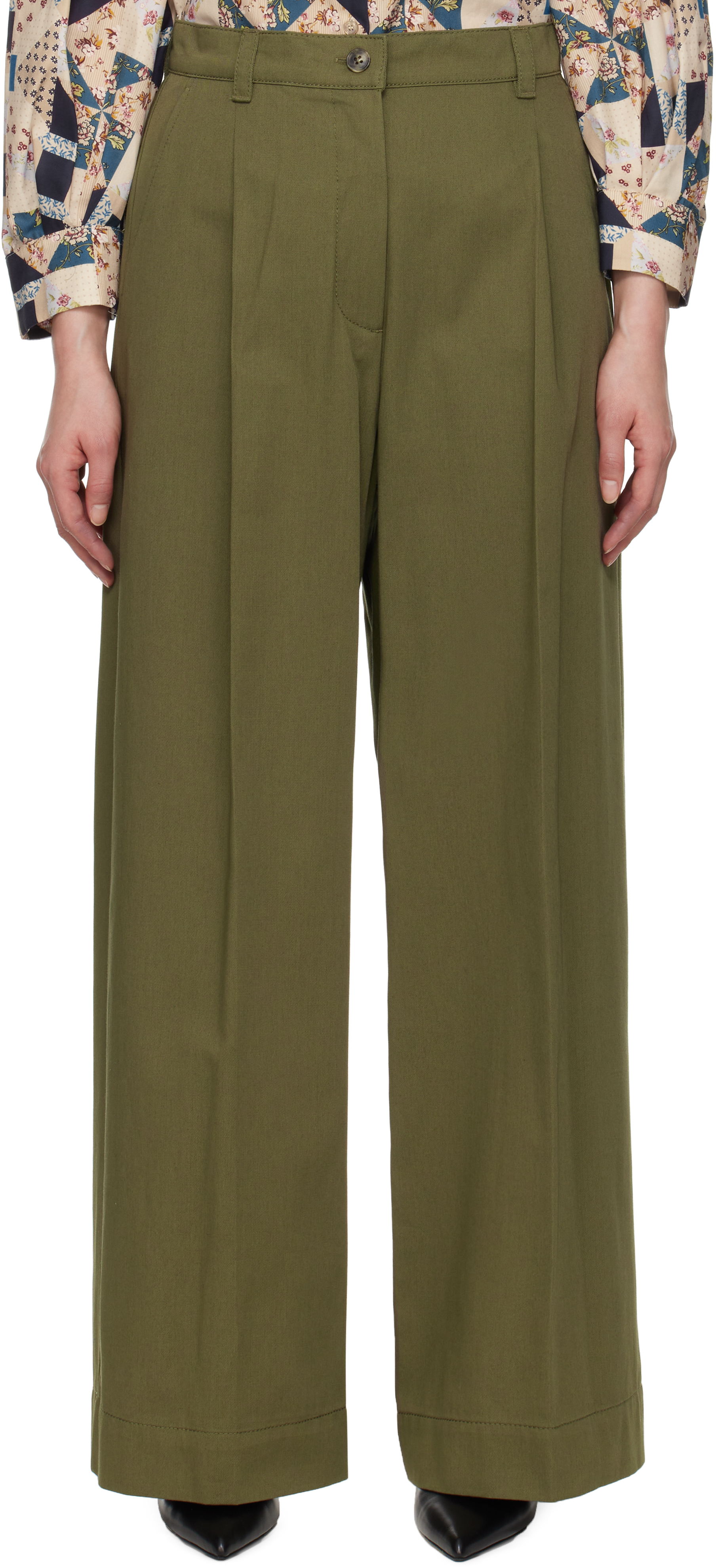 【関税込み】Weekend Max Mara カーキ Nebbie トラウザーズ Weekend Max Mara: カーキ Nebbie トラウザーズ | SSENSE 日本