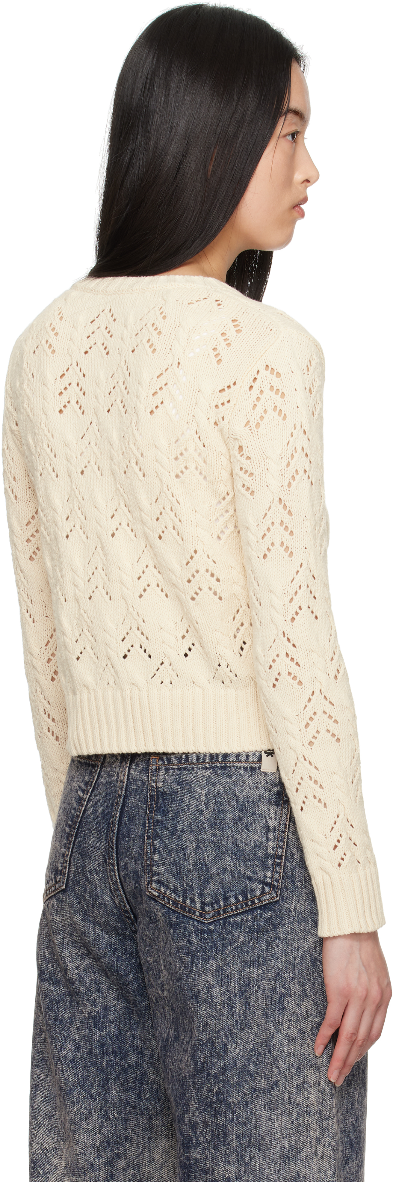 Weekend Max Mara Panaria Button-up Crewneck Cardigan In 001 Ecru