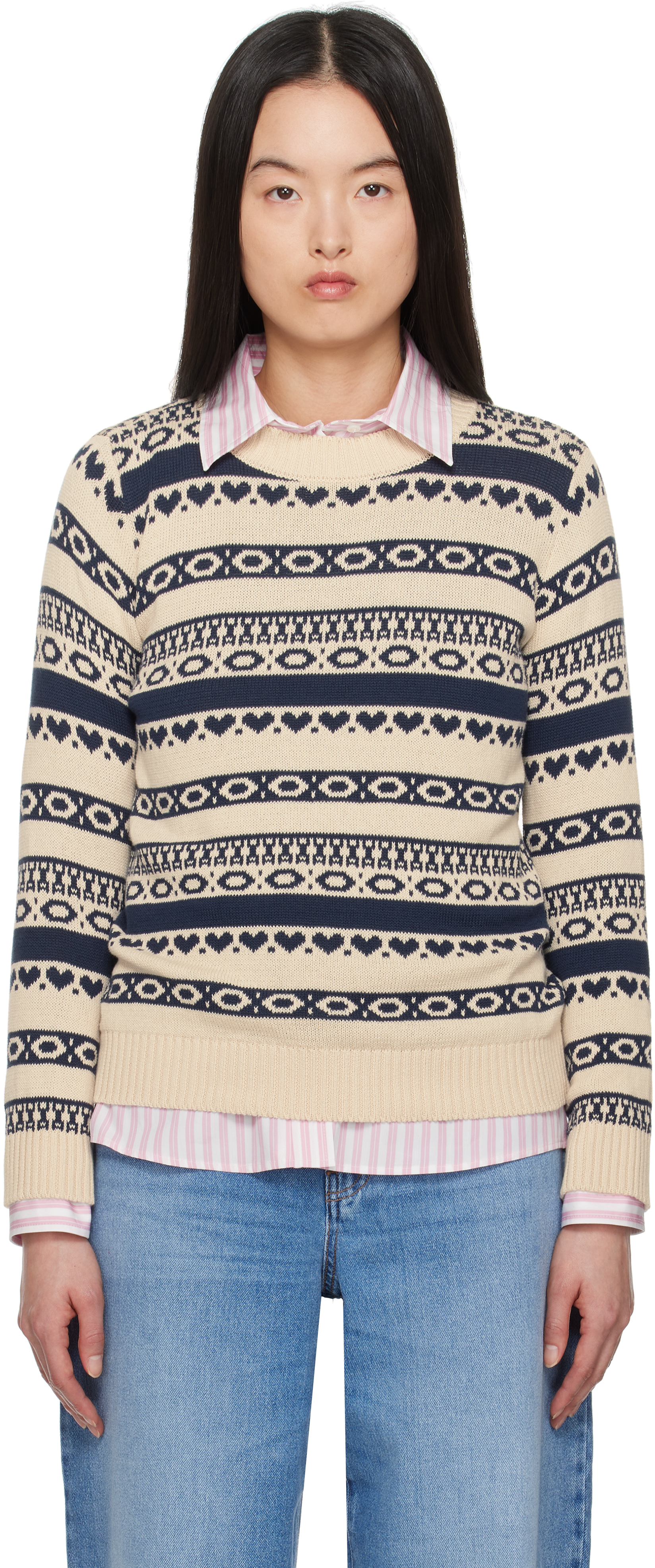 Beige & Navy Teheran Sweater