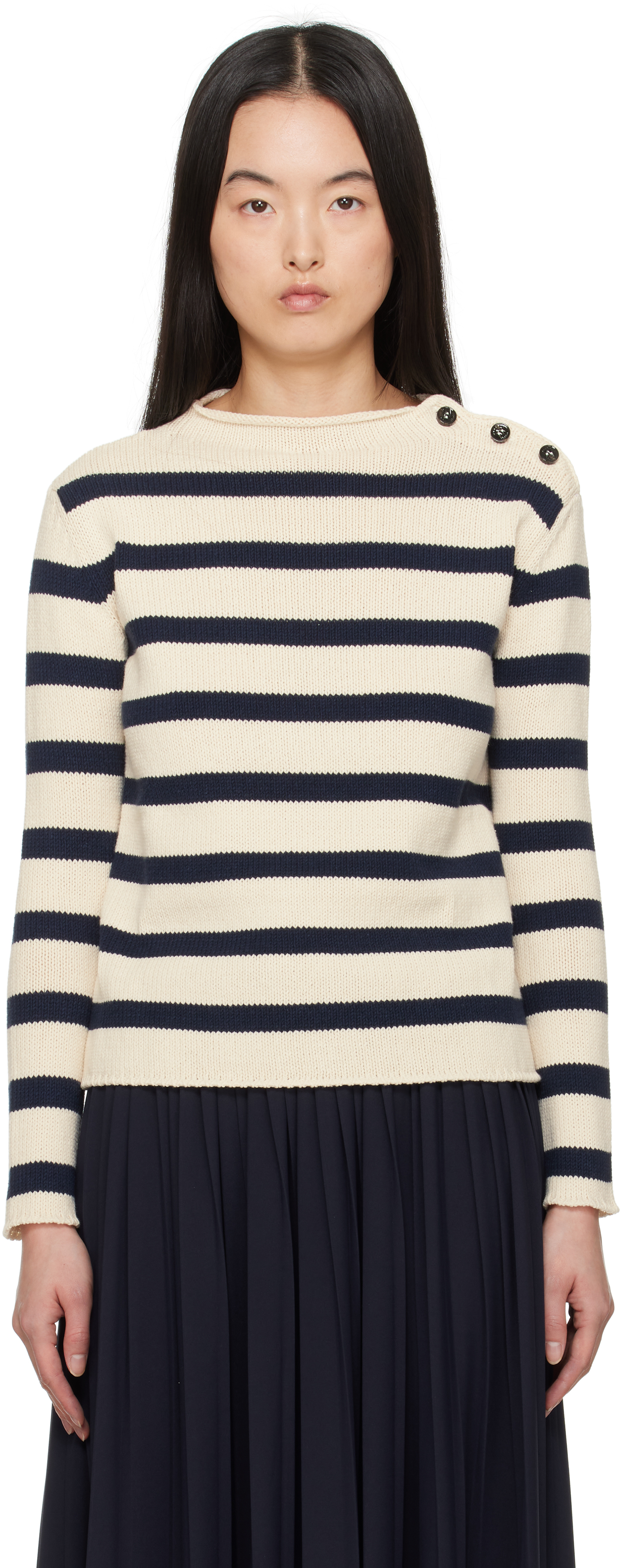 Off-White & Navy Vibo Sweater