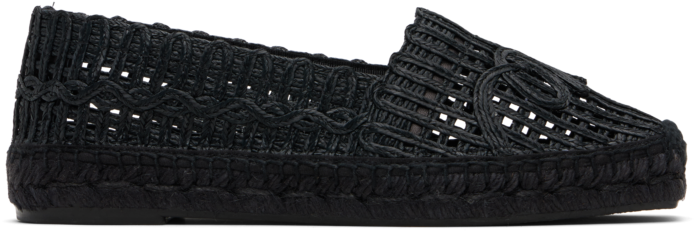 Weekend Max Mara Black Raffia-effect Espadrilles In Black