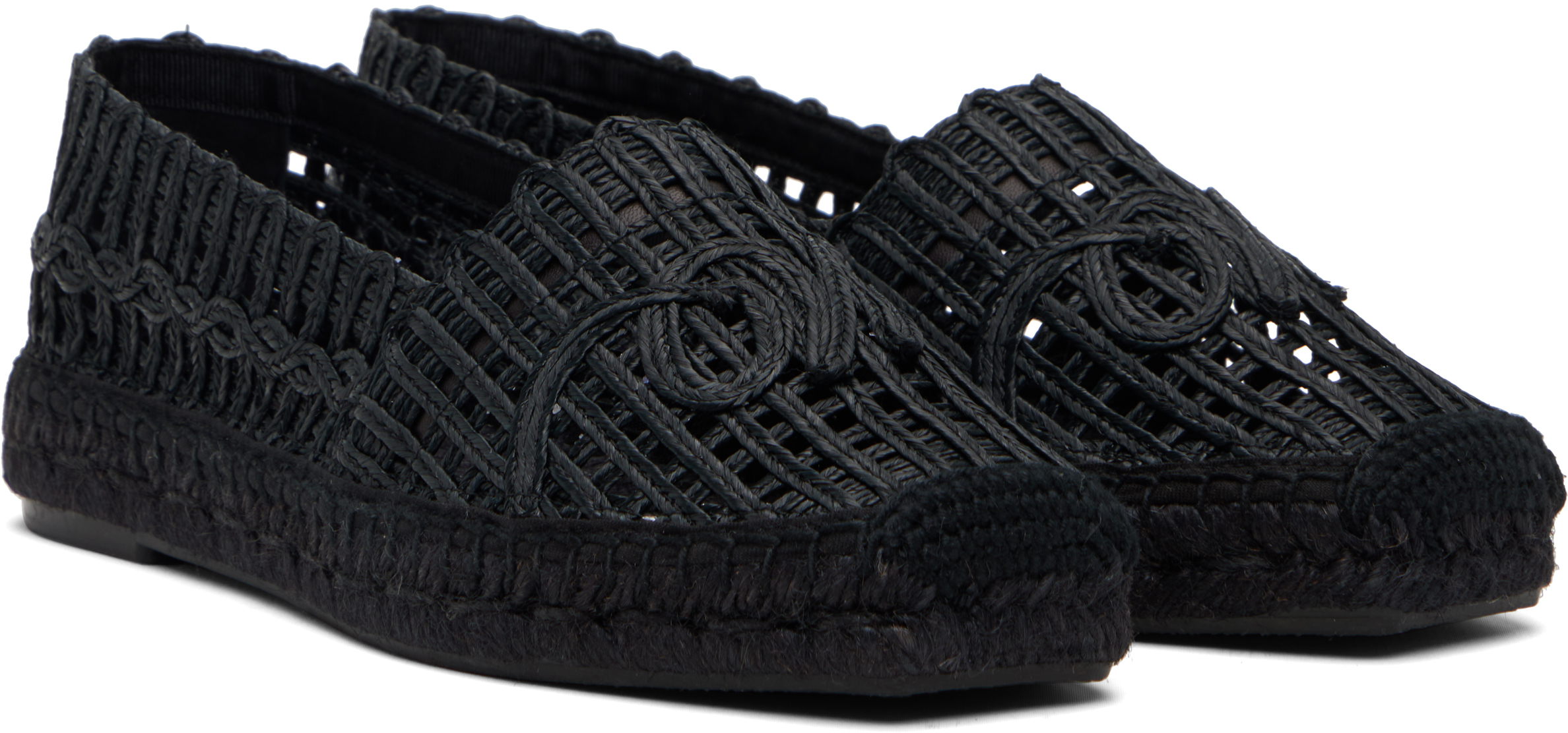 Weekend Max Mara Black Raffia-effect Espadrilles In Black