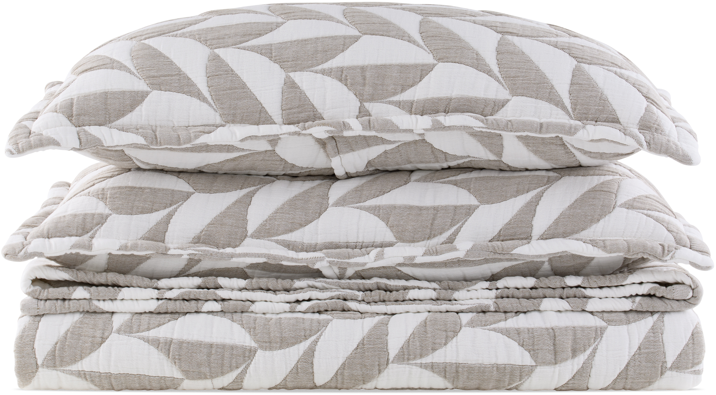 DUSEN DUSENベッドカバー Dusen Dusen グレー＆ホワイト Scallop ベッドカバー セット キング