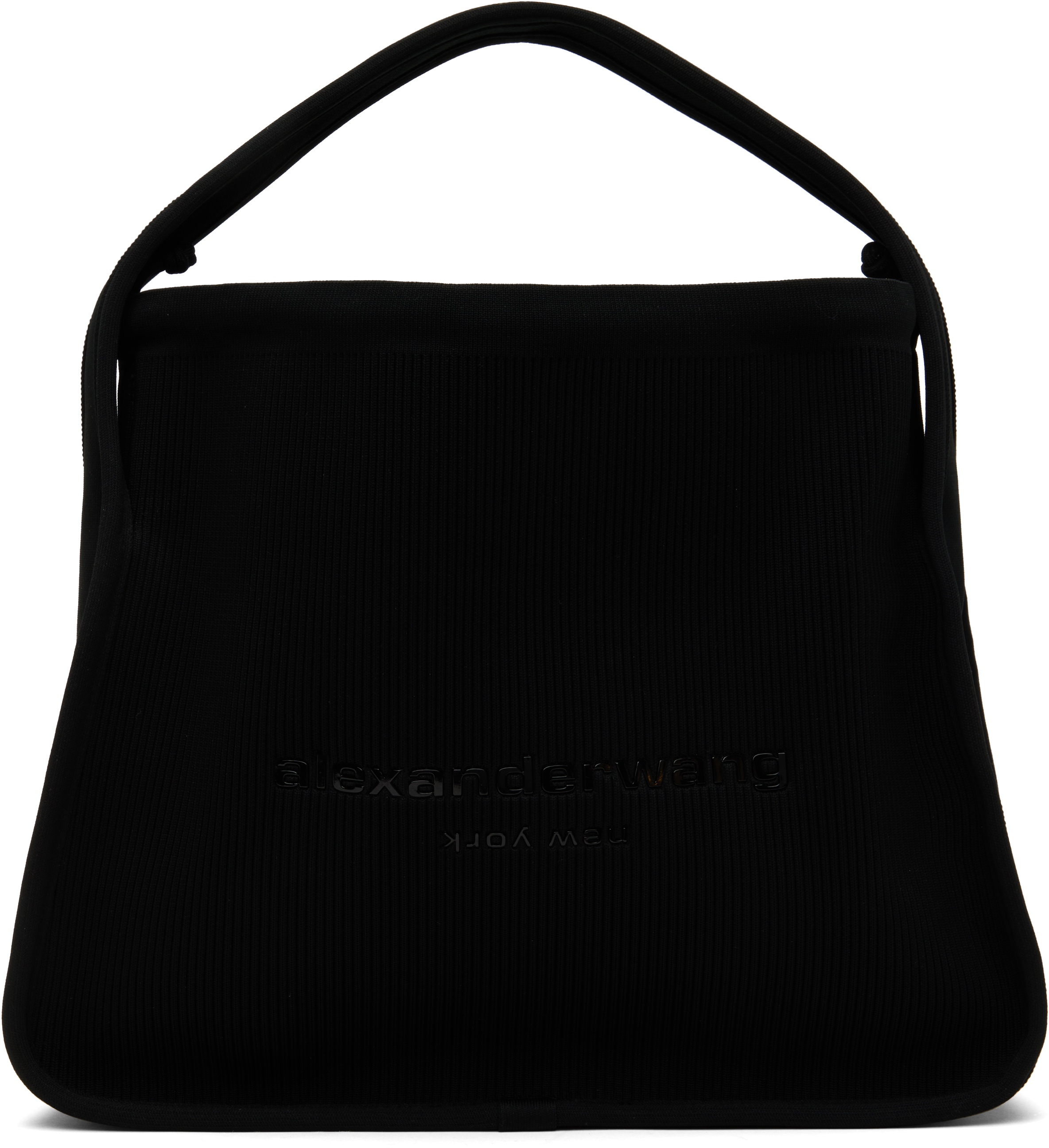 Black Ryan Large Ribbed Knit Bag