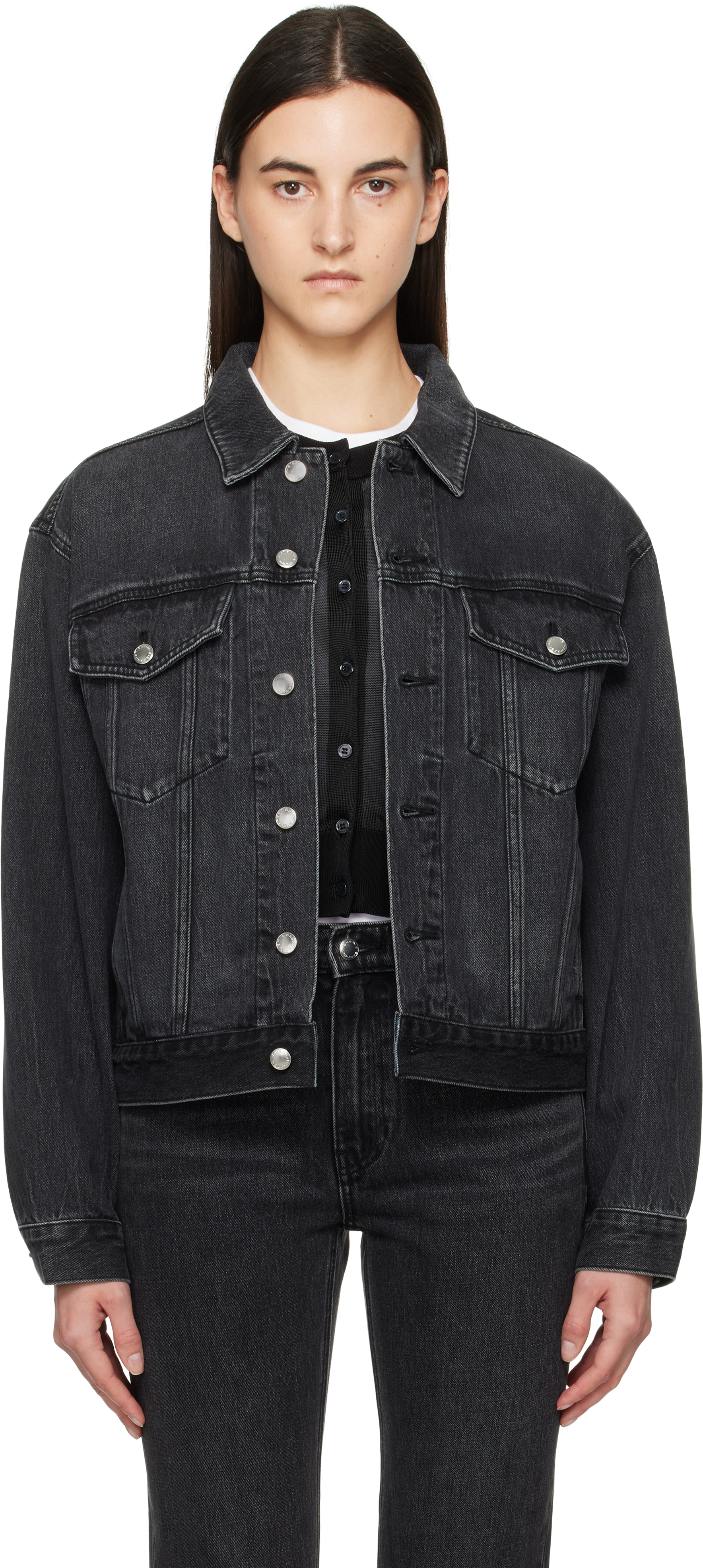 Gray Oversize Trucker Denim Jacket