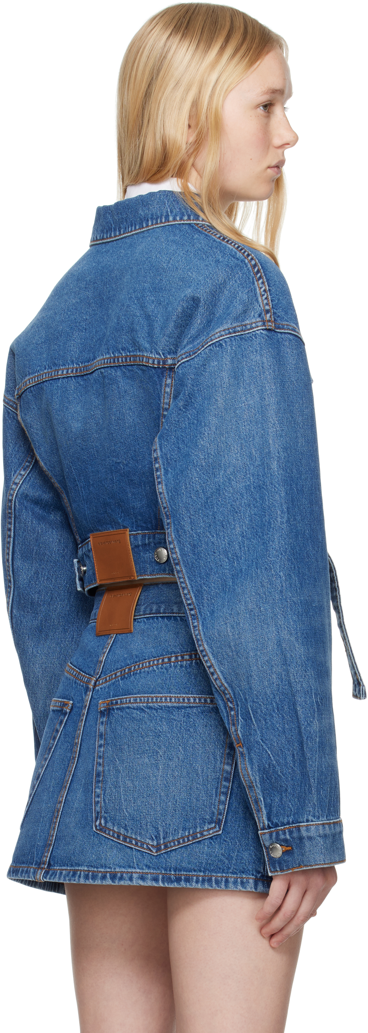 Alexander Wang Blue Regen Cotton Wrapped Denim Jacket In Deep Blue