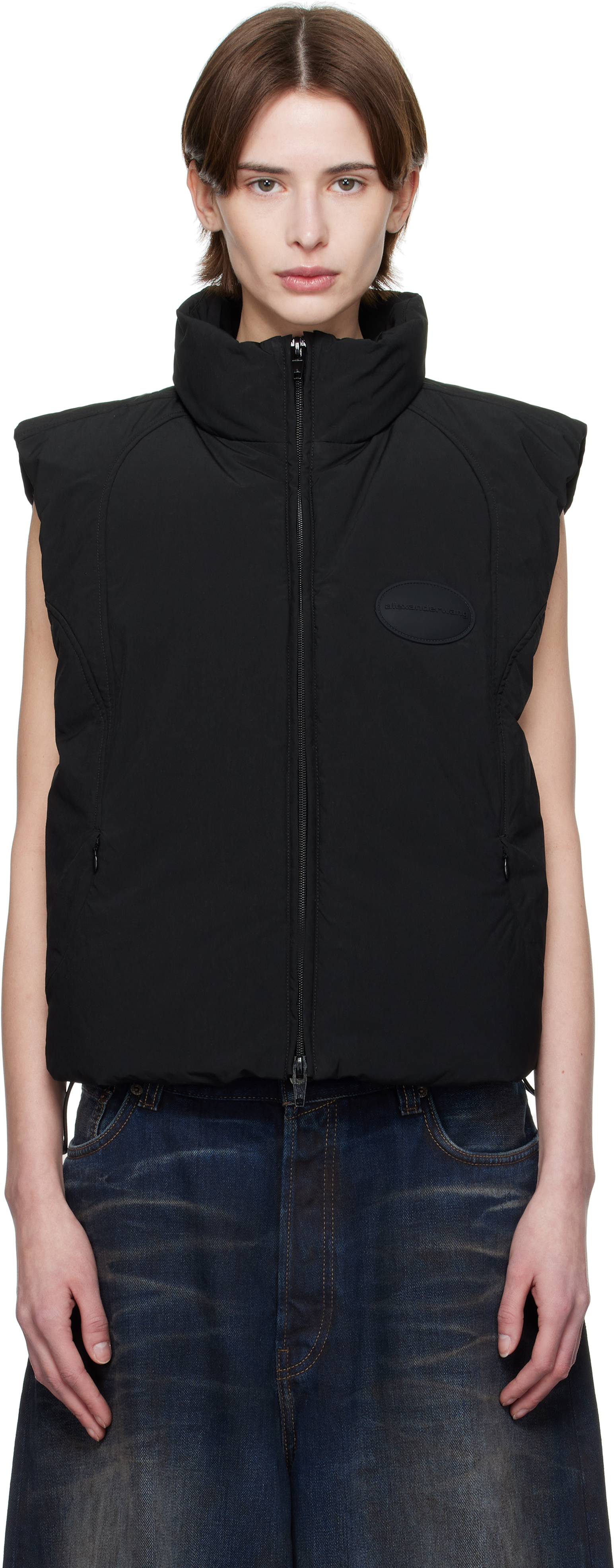 Alexander Wang High Collar Padded Down Jacket In Black