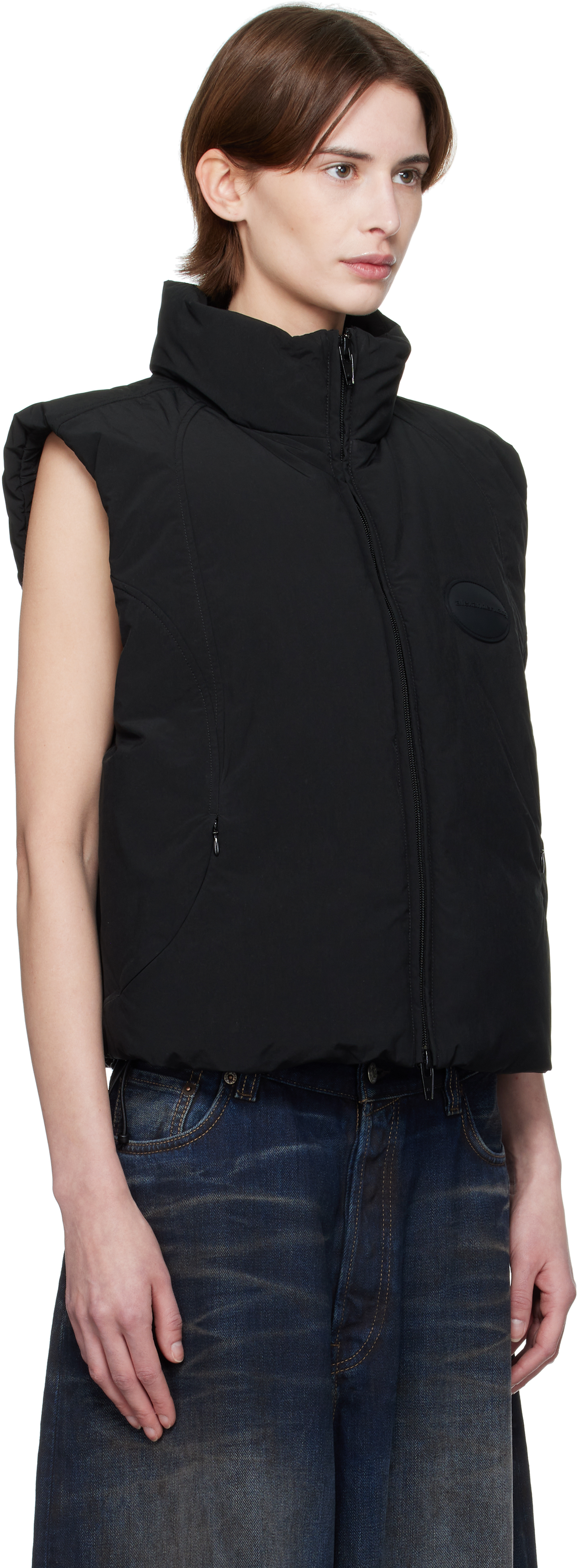 Alexander Wang High Collar Padded Down Jacket In Black