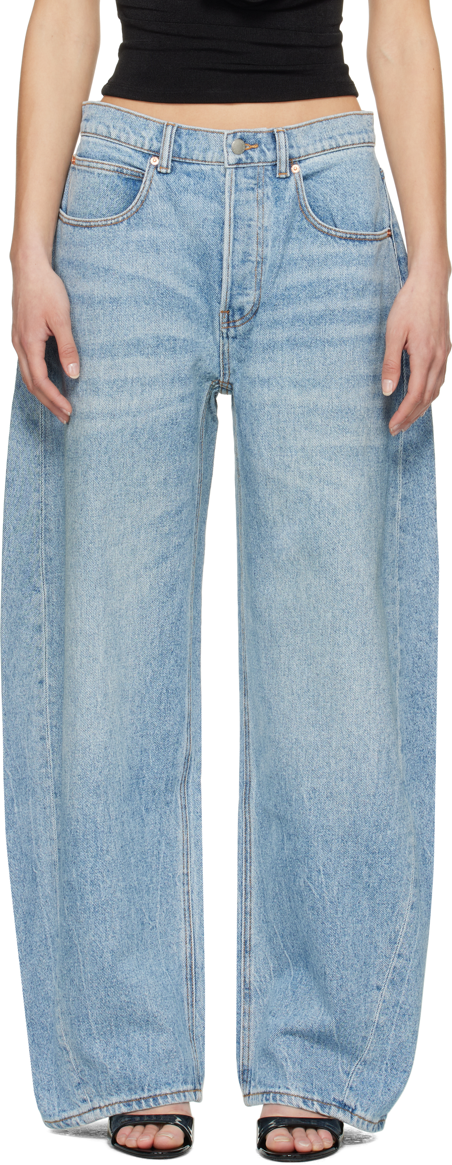 Blue Low-Rise Rounded Oversized Jeans by Alexander Wang on Sale