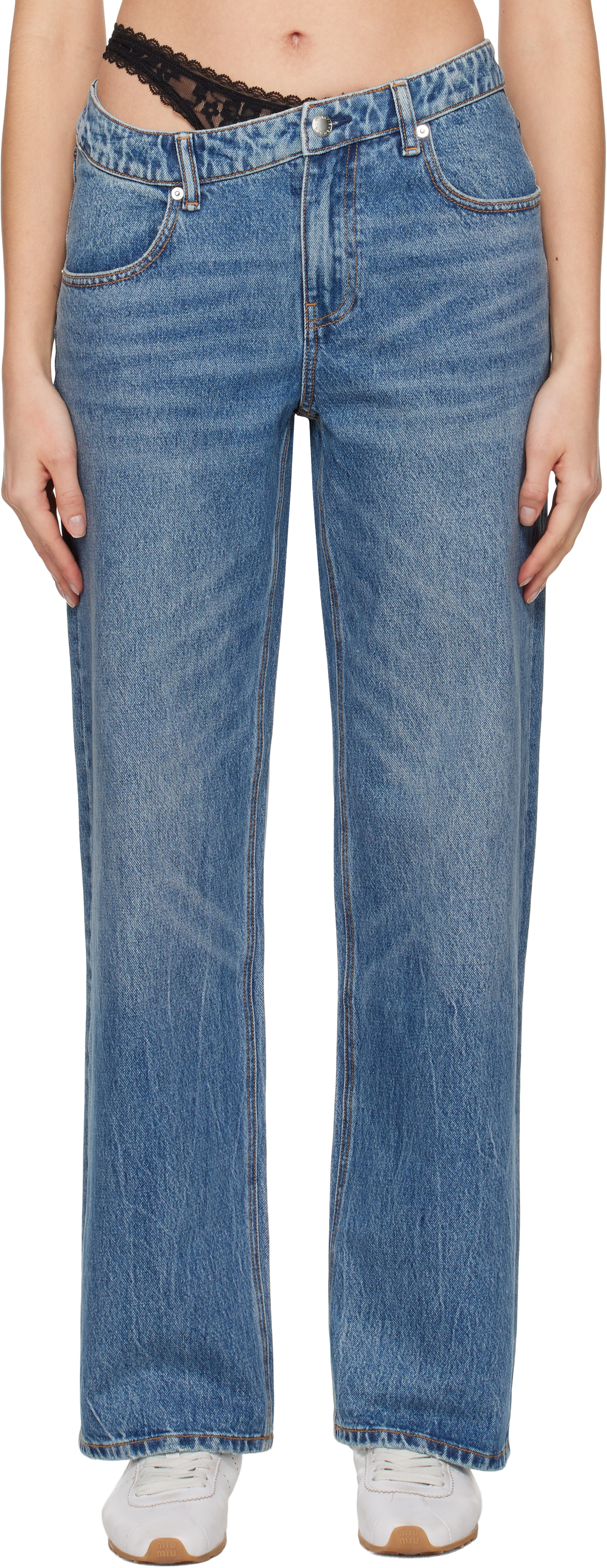 Alexander Wang ☆ブルー Pre-Styled デニム ジーンズ Blue Pre-Styled Denim Jeans by Alexander Wang on Sale